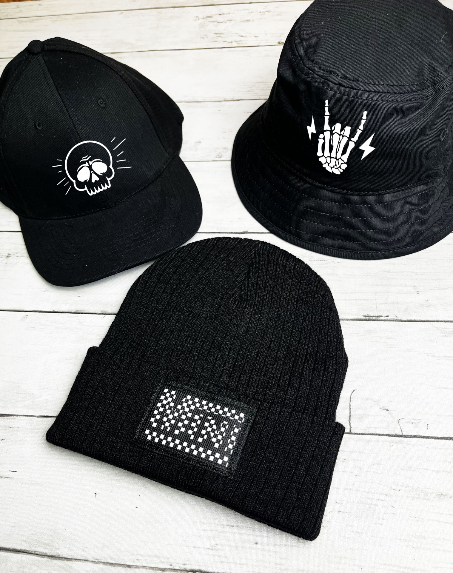 Gorro de Malha Preto MINI Xadrez - Por Encomenda