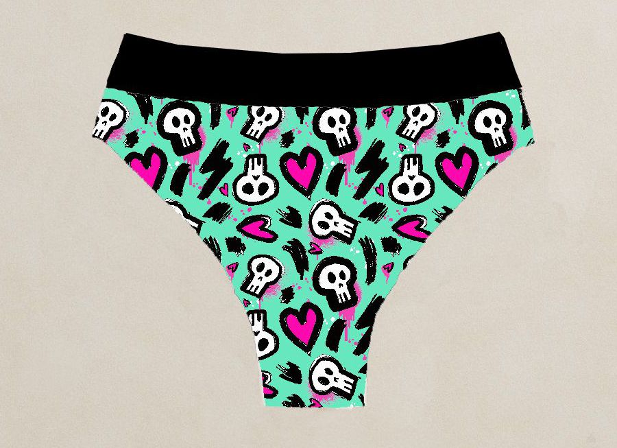 Cueca Marilyn Skull Hearts - Por encomenda