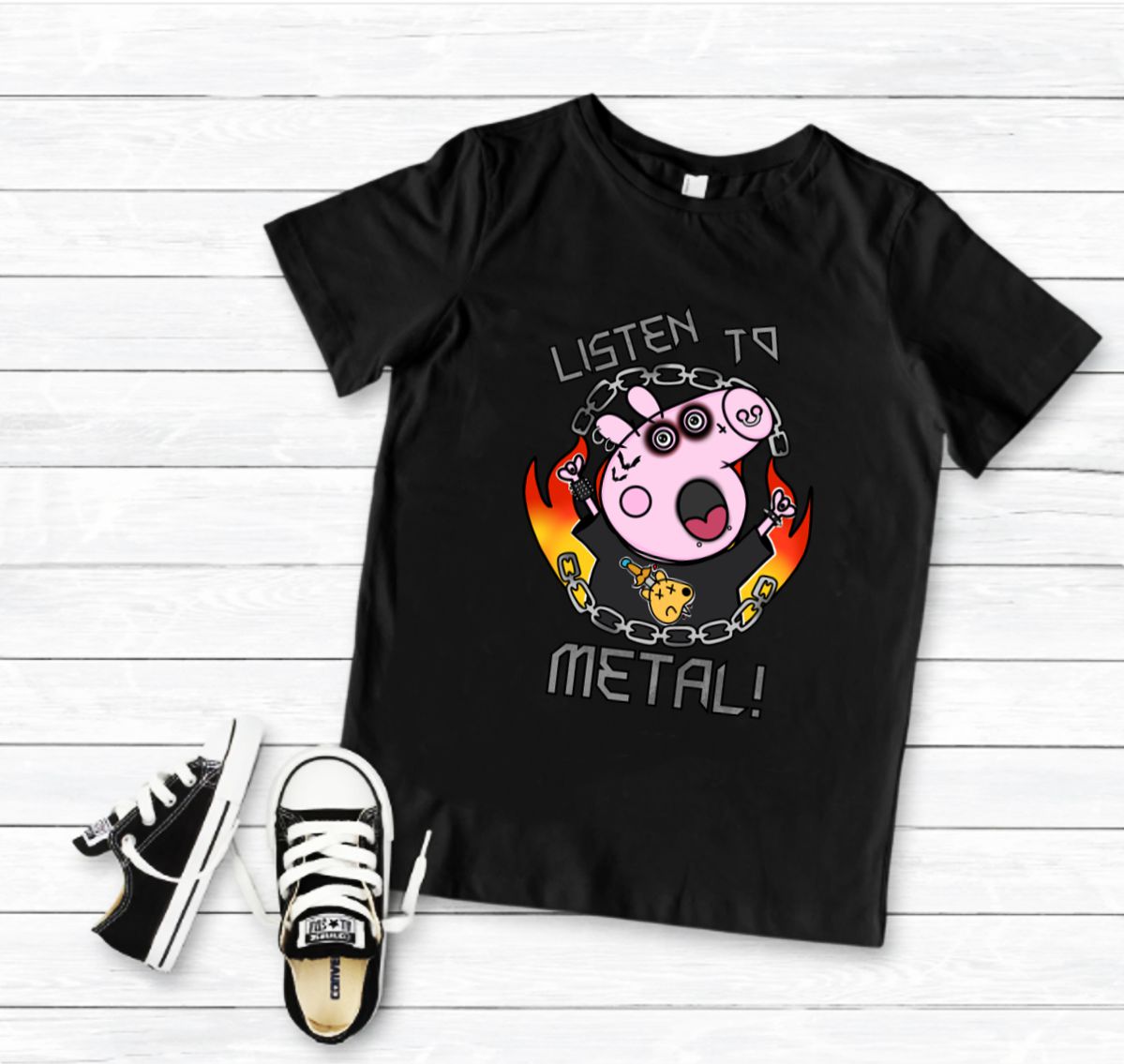 T-shirt Metal Peppa - Adulto
