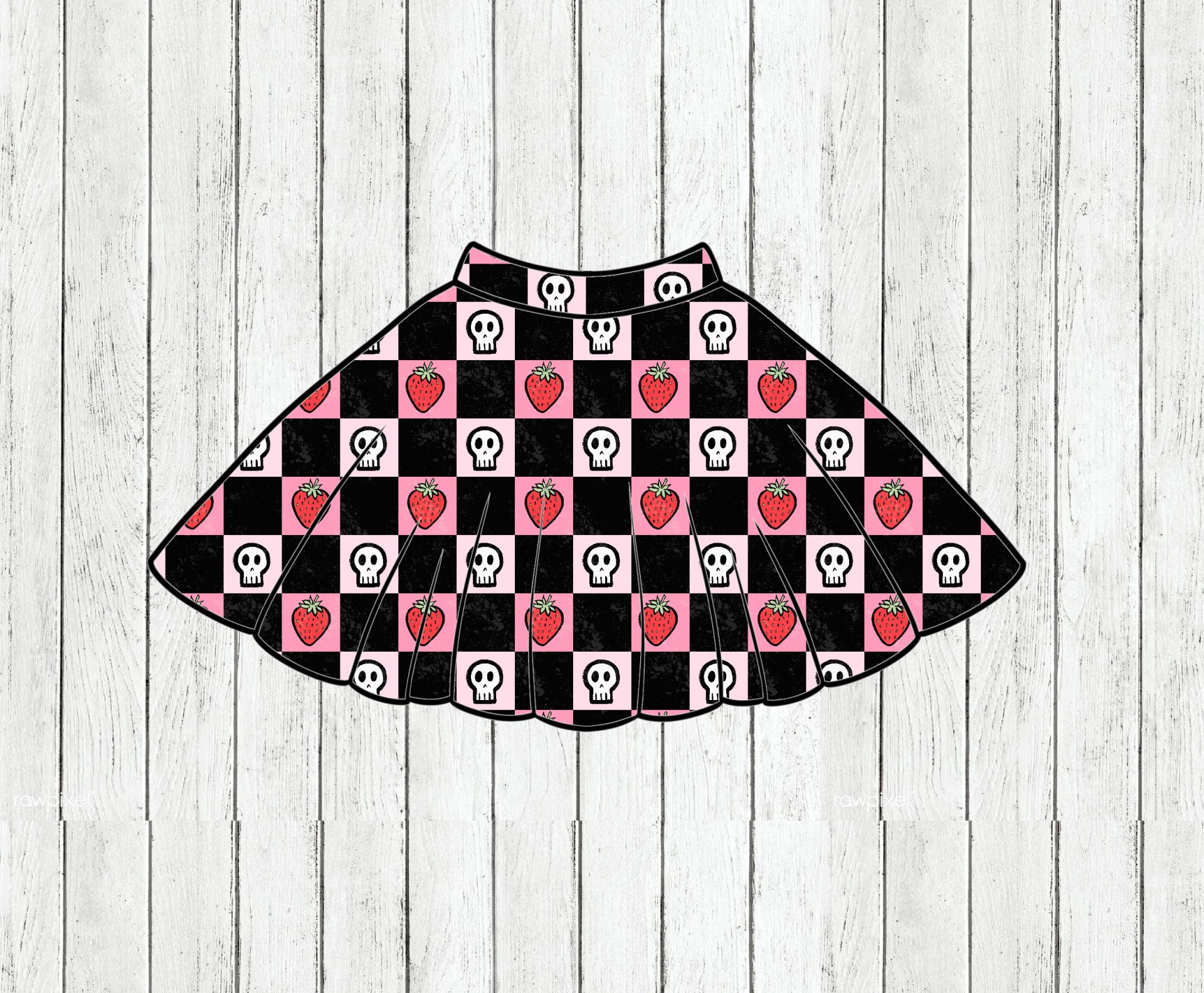 Saia Rodada Strawberry Checks - Por Encomenda