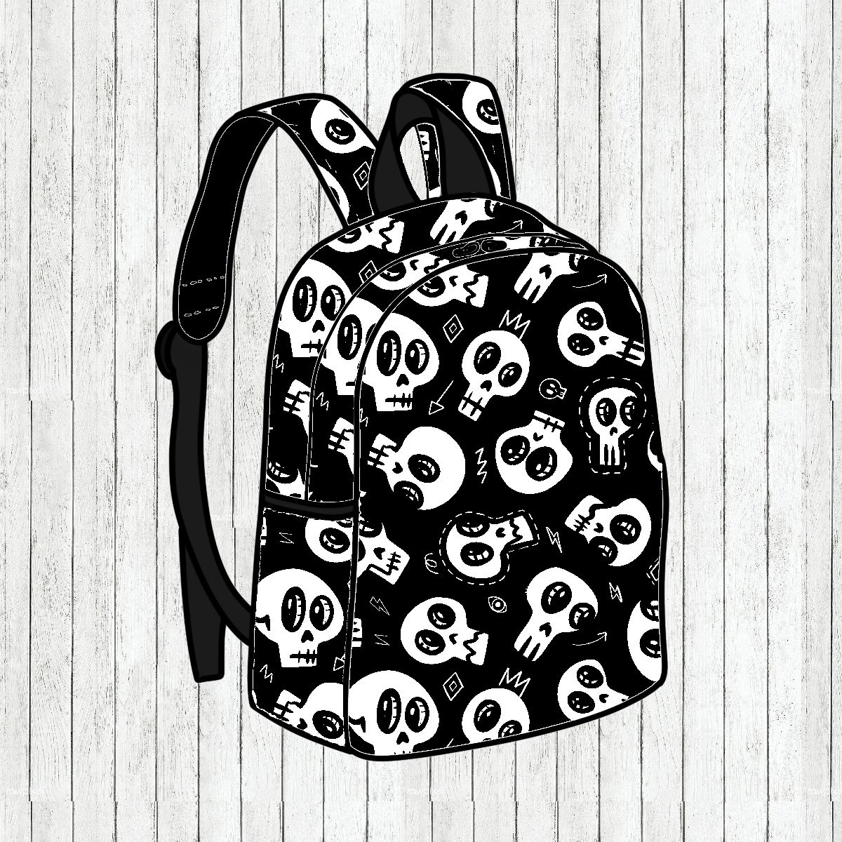 Mini-Mochila Doodle Skulls - Por Encomenda