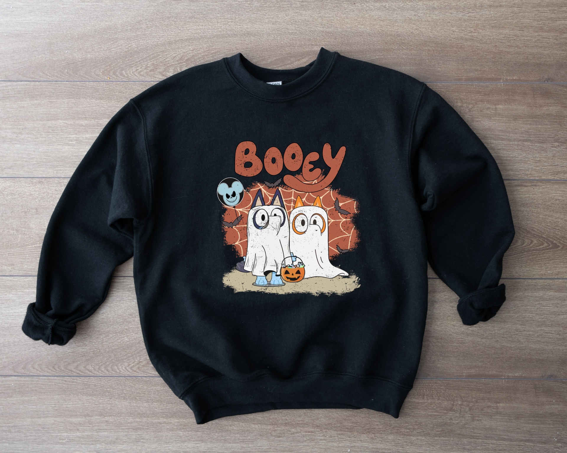 Camisola preta com estampa de fantasmas e abóbora para Halloween