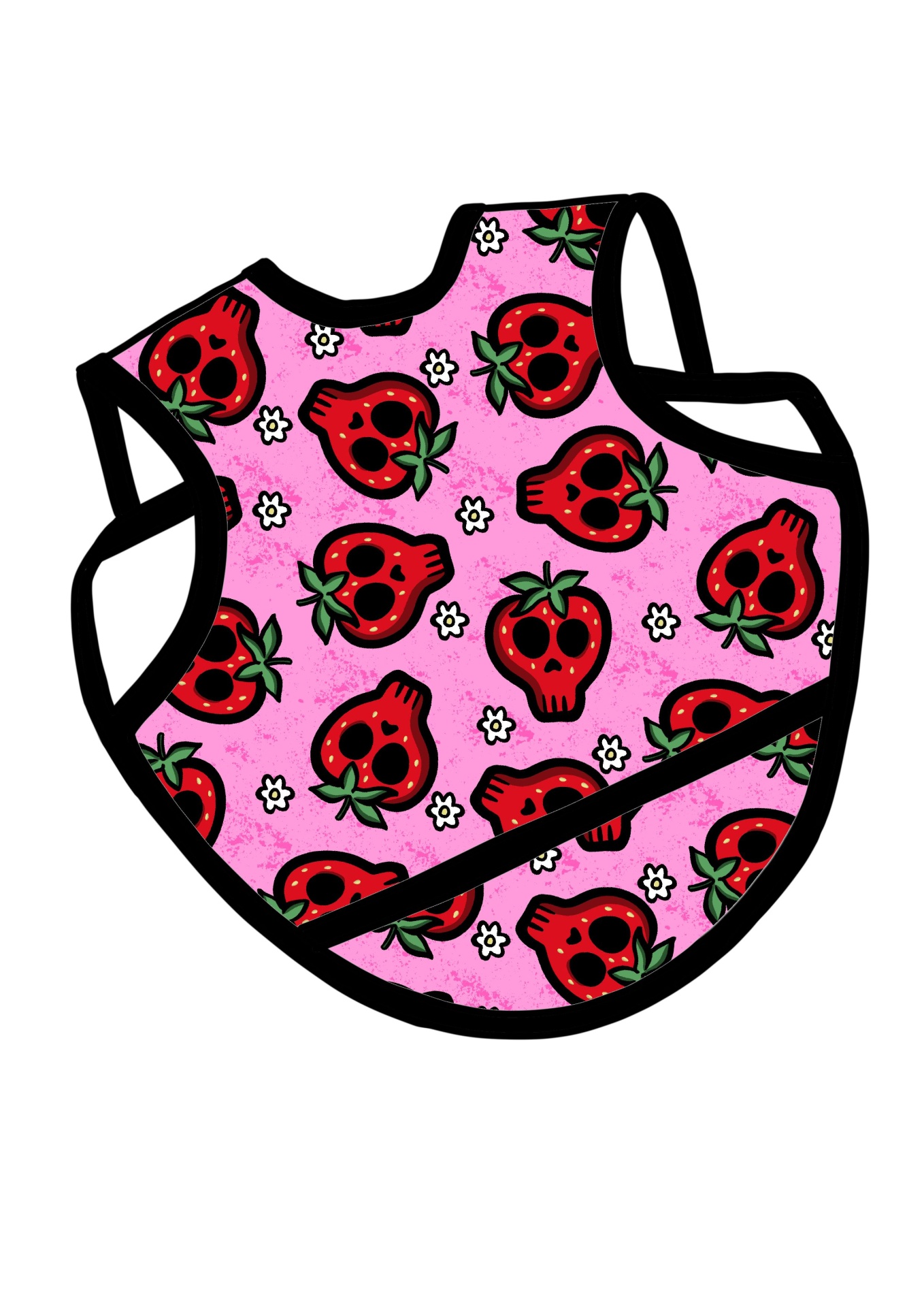 Babete BIB Strawberry Skulls - Por Encomenda
