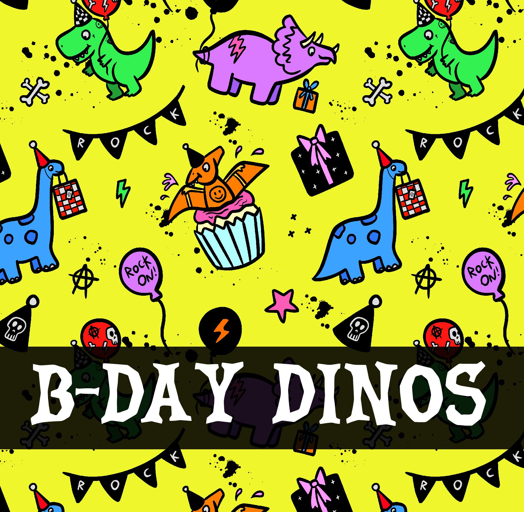 Babetes Redondos ou Bandana B-Day Dinos - Por Encomenda