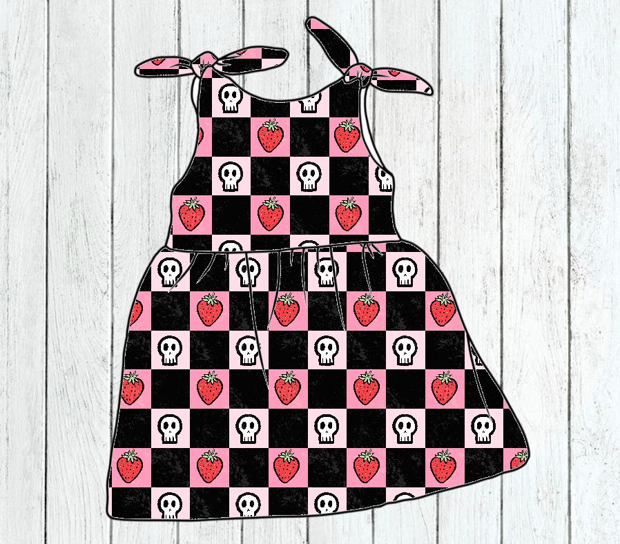 Vestido N Strawberry Checks - Por Encomenda