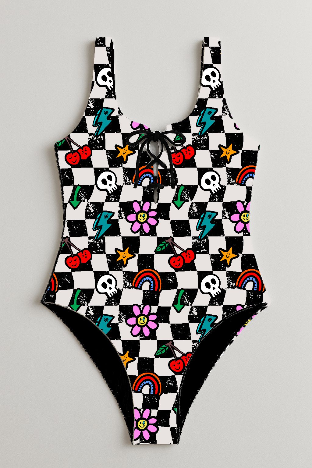 Fato de Banho Straps Wavy Checks - Por encomenda