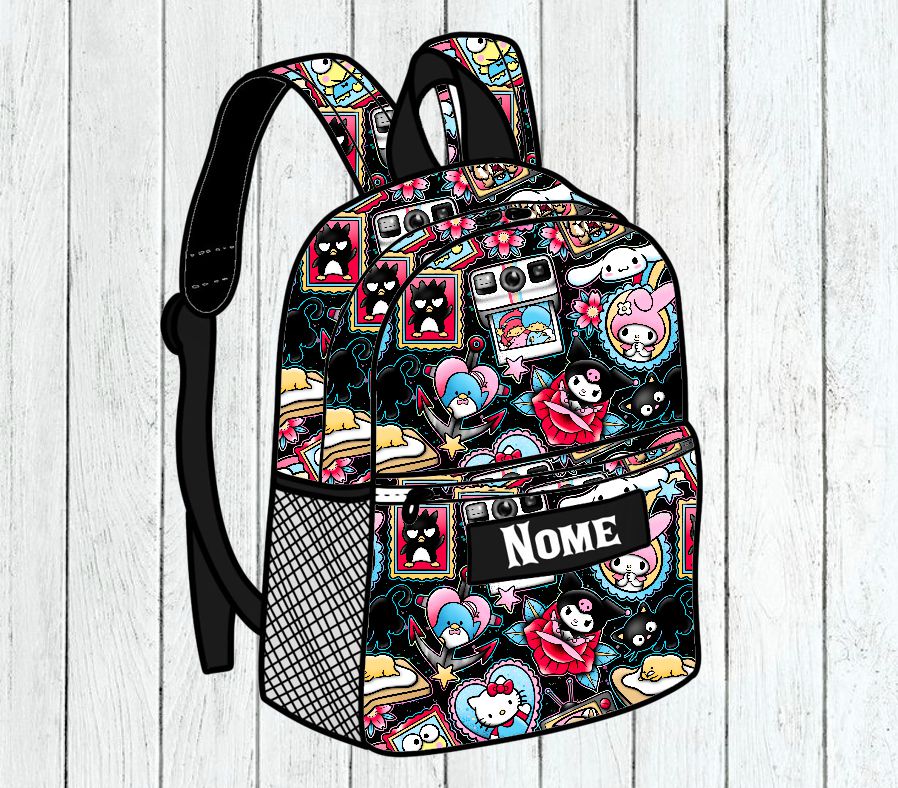 Mochila Escolinha/Primária Kawaii Tattoos - Por Encomenda