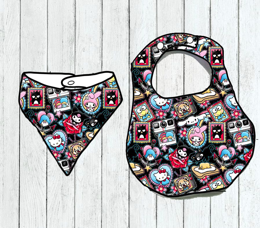 Babetes Redondos ou Bandana Kawaii Tattoos - Por Encomenda