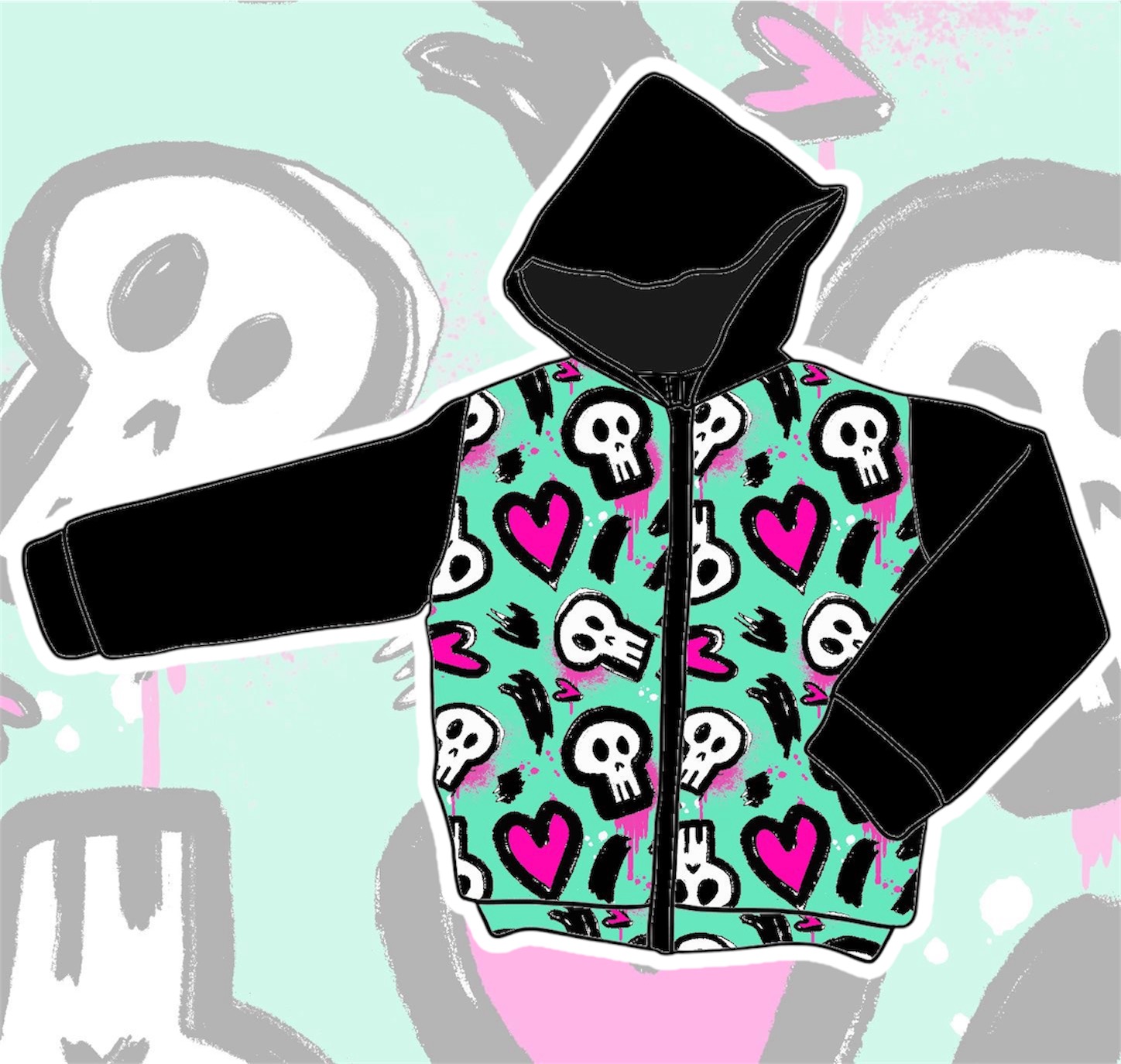 Corta-Vento Impermeável Neon Skulls - Criança