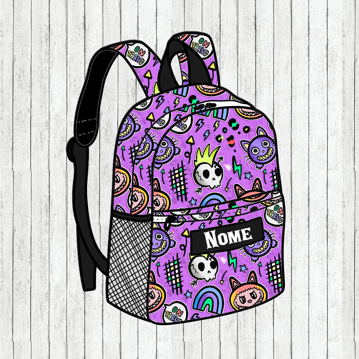 Mochila Escolinha/Primária Girly Punk - Por Encomenda