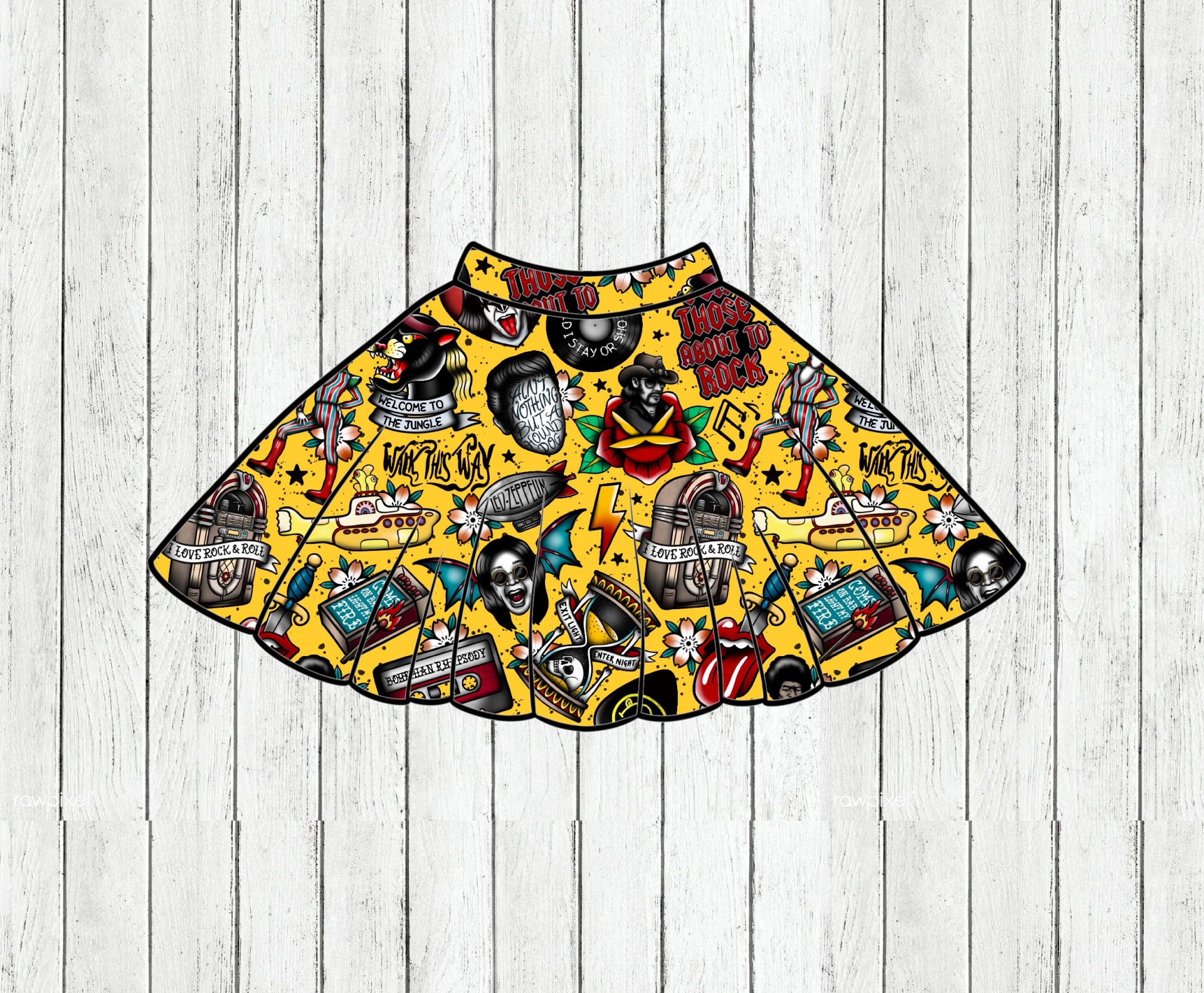 Saia Rodada Rock Tattoos - Por Encomenda