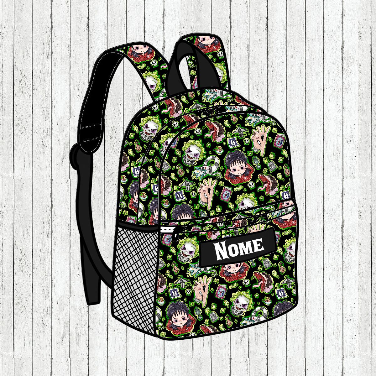 Mochila Escolinha/Primária Beetlejuice - Por Encomenda