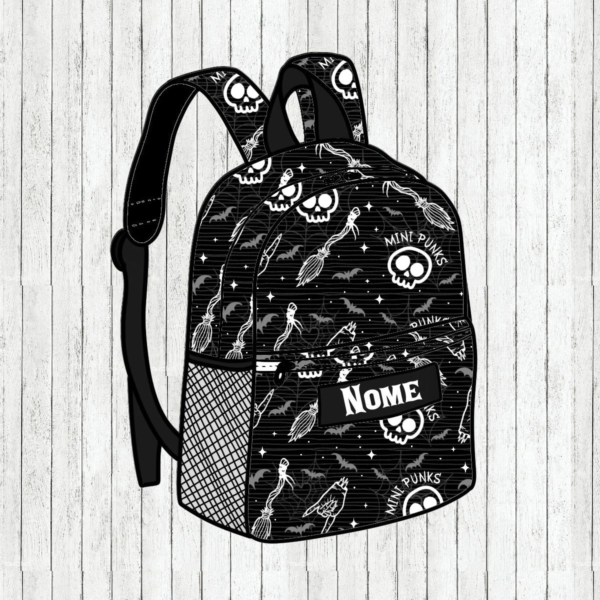 Mochila Escolinha/Primária Mini Punks Spooky - Por Encomenda