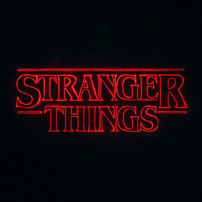 Logotipo Stranger Things em vermelho neon sobre fundo preto