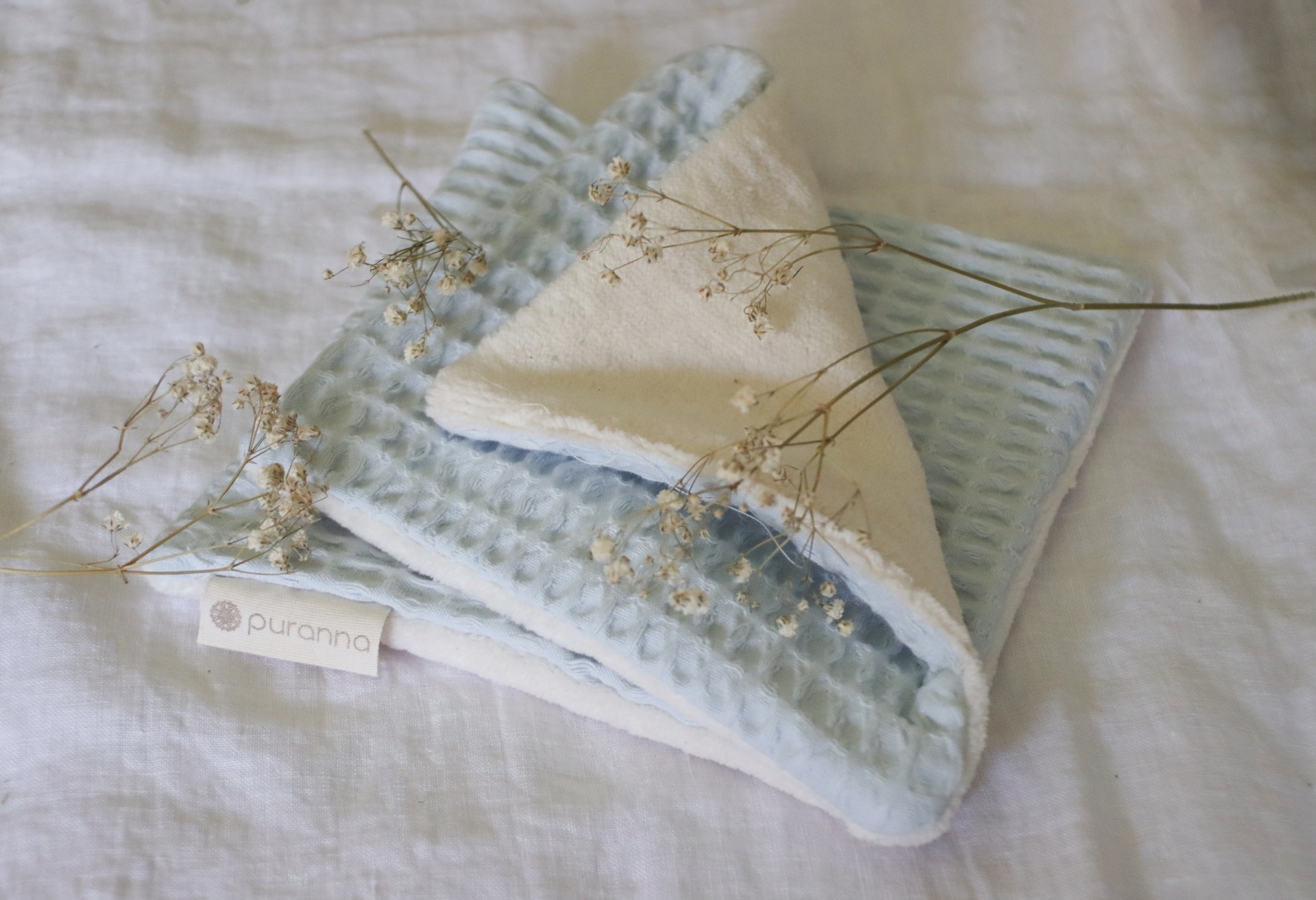 Toalhita Waffle Azul Claro