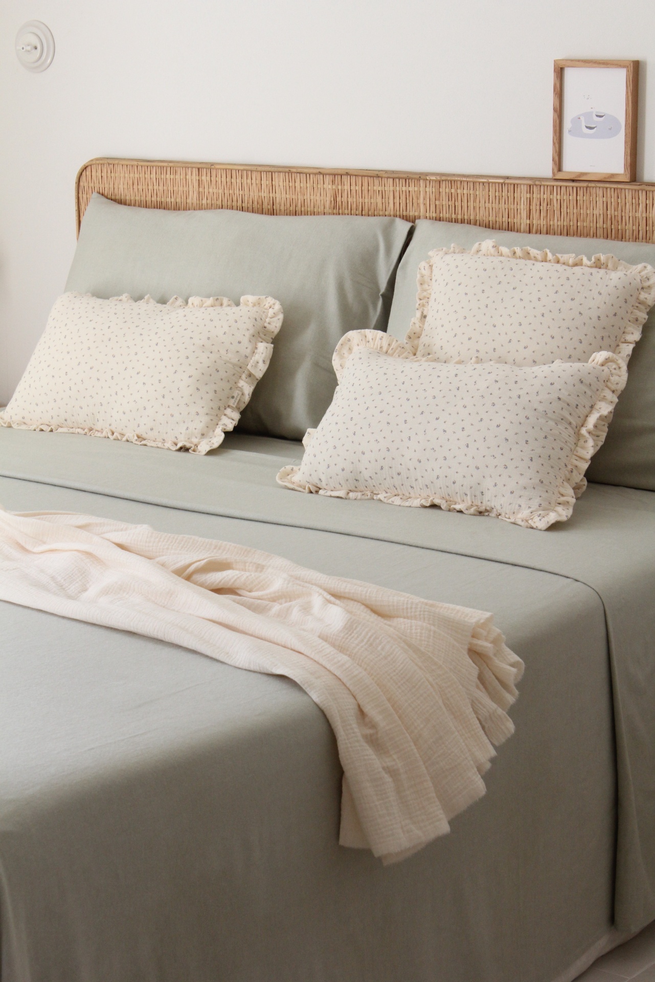 Conjunto Lençóis de Flanela Verde Seco - 100% algodão