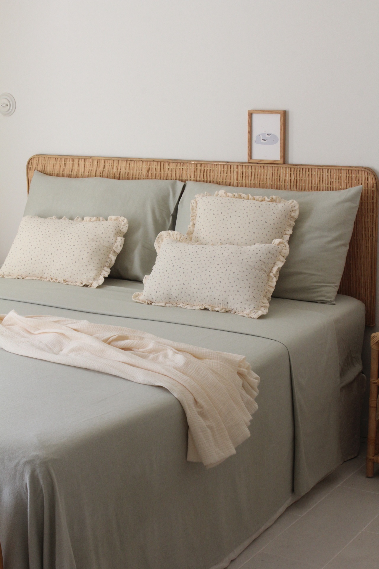 Conjunto Lençóis de Flanela Verde Seco - 100% algodão