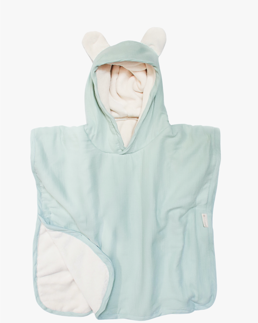 Poncho de Banho com Capuz Verde Água