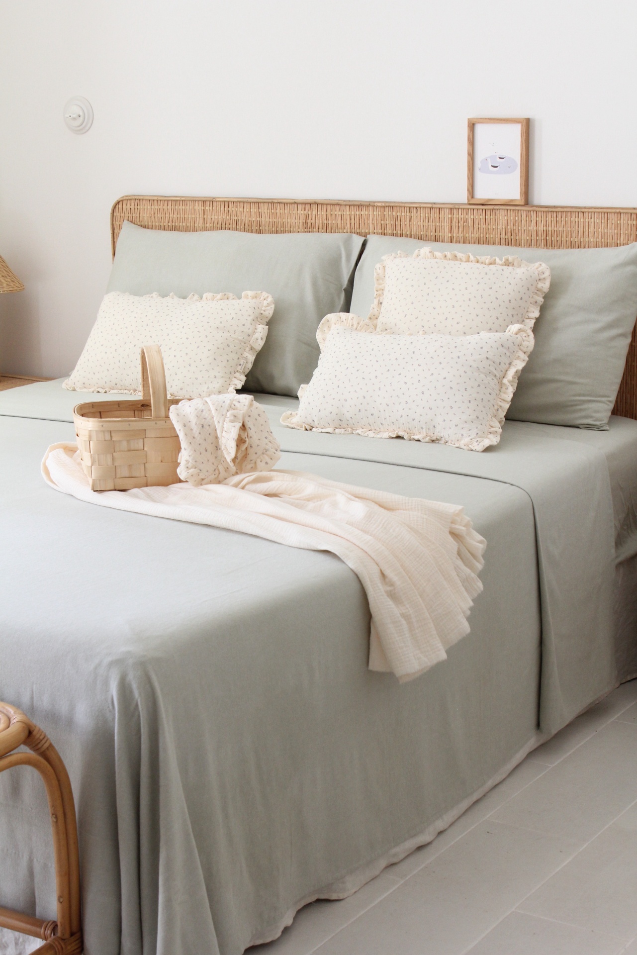 Conjunto Lençóis de Flanela Verde Seco - 100% algodão