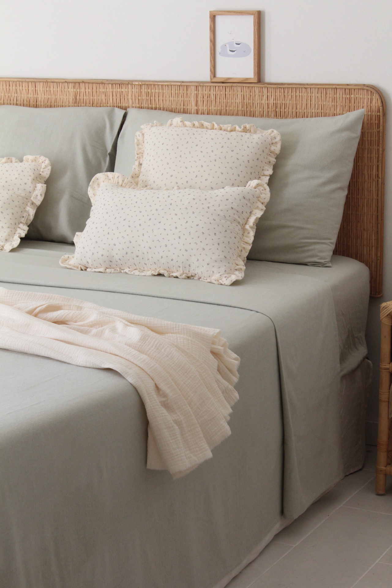 Conjunto Lençóis de Flanela Verde Seco - 100% algodão