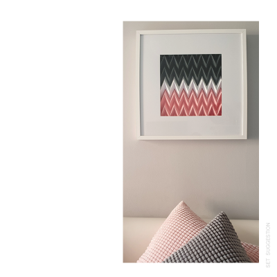 ZIGZAG wall art | Arte em Papel | Rosa | Cinza | Branco