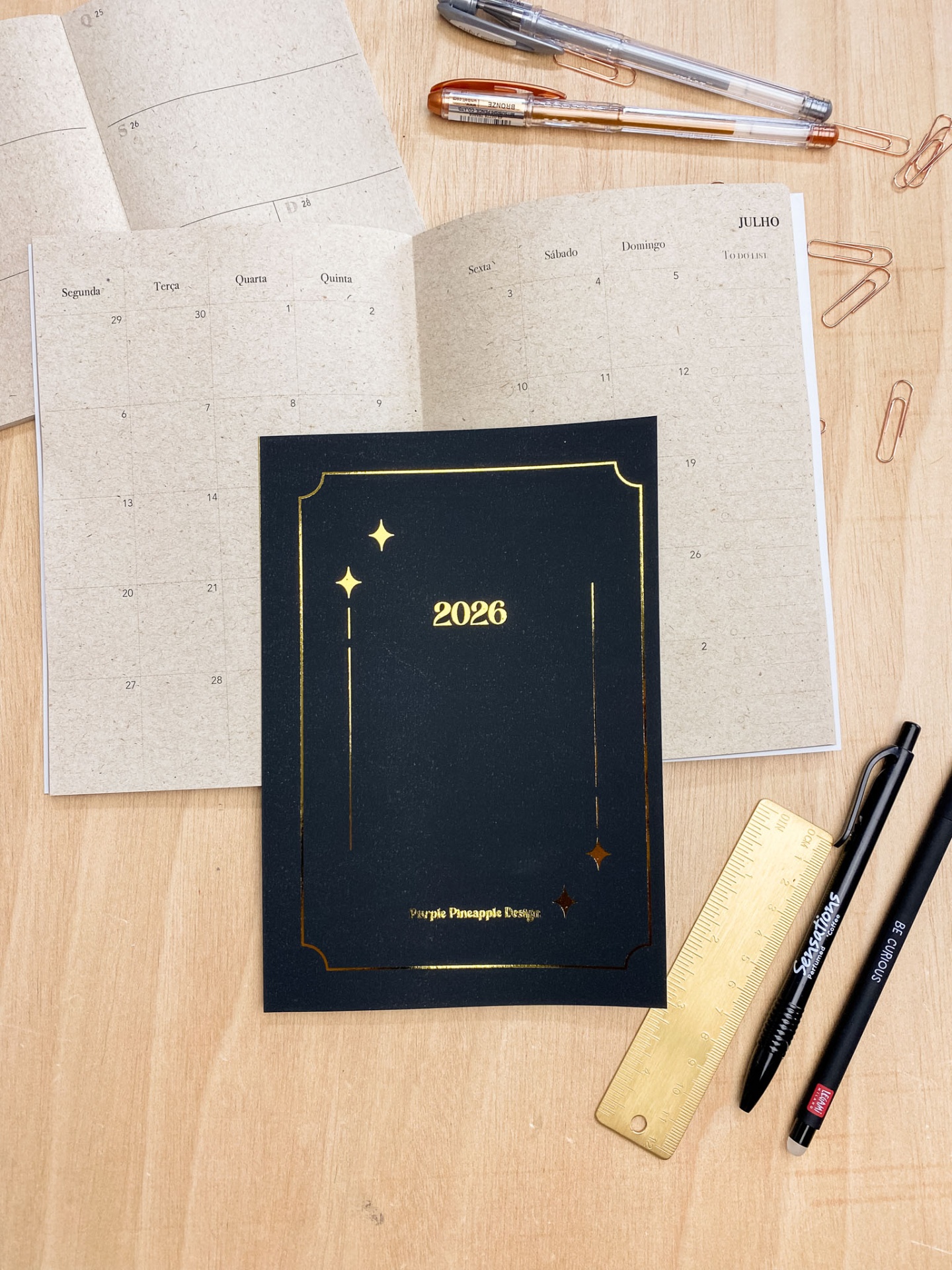 Agenda Mensal 2026 ✨ Preta