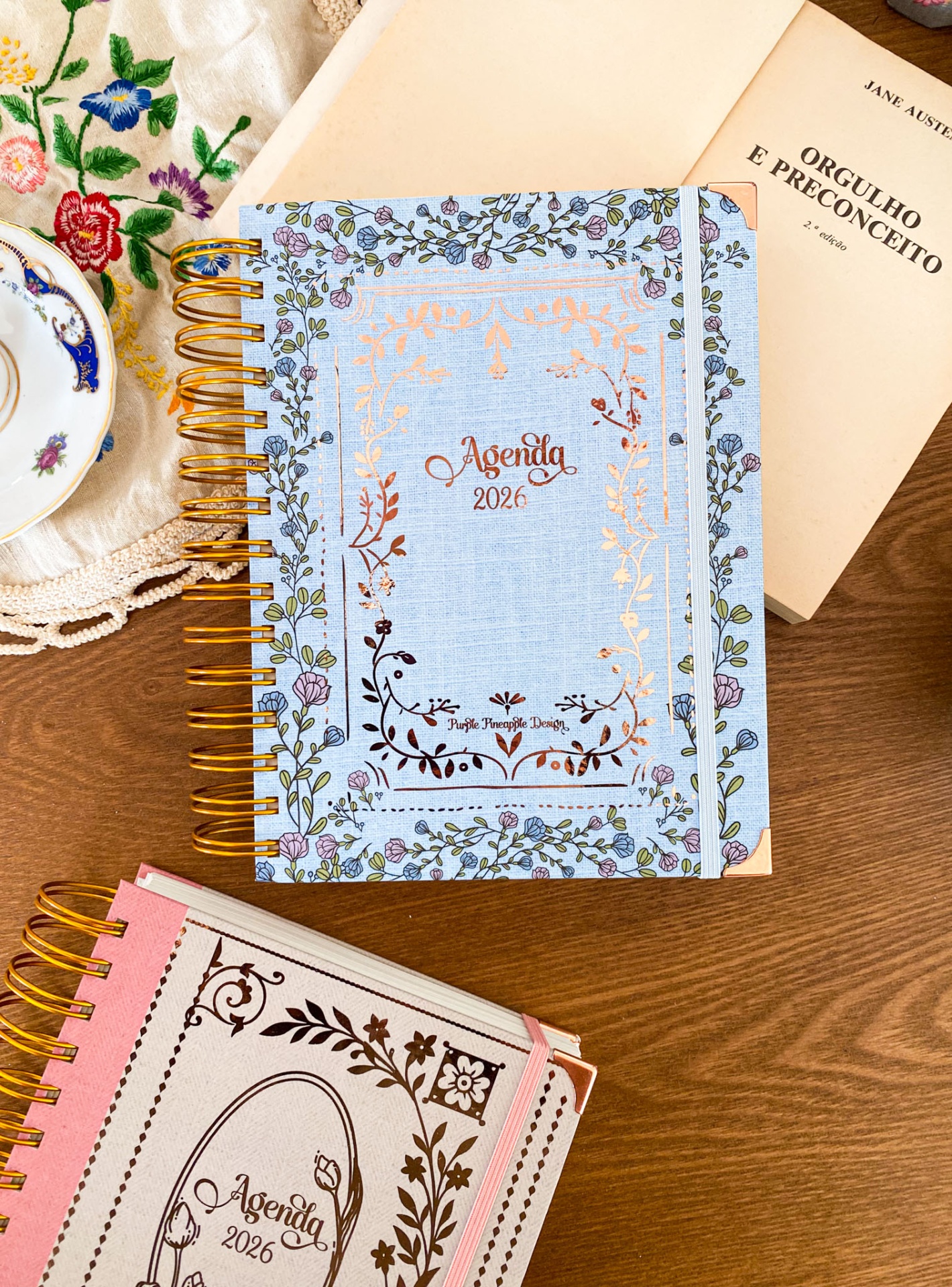 Agenda Diária 2026 🪻Jane Austen ❊ Floral Azul 💙 A4 e A5