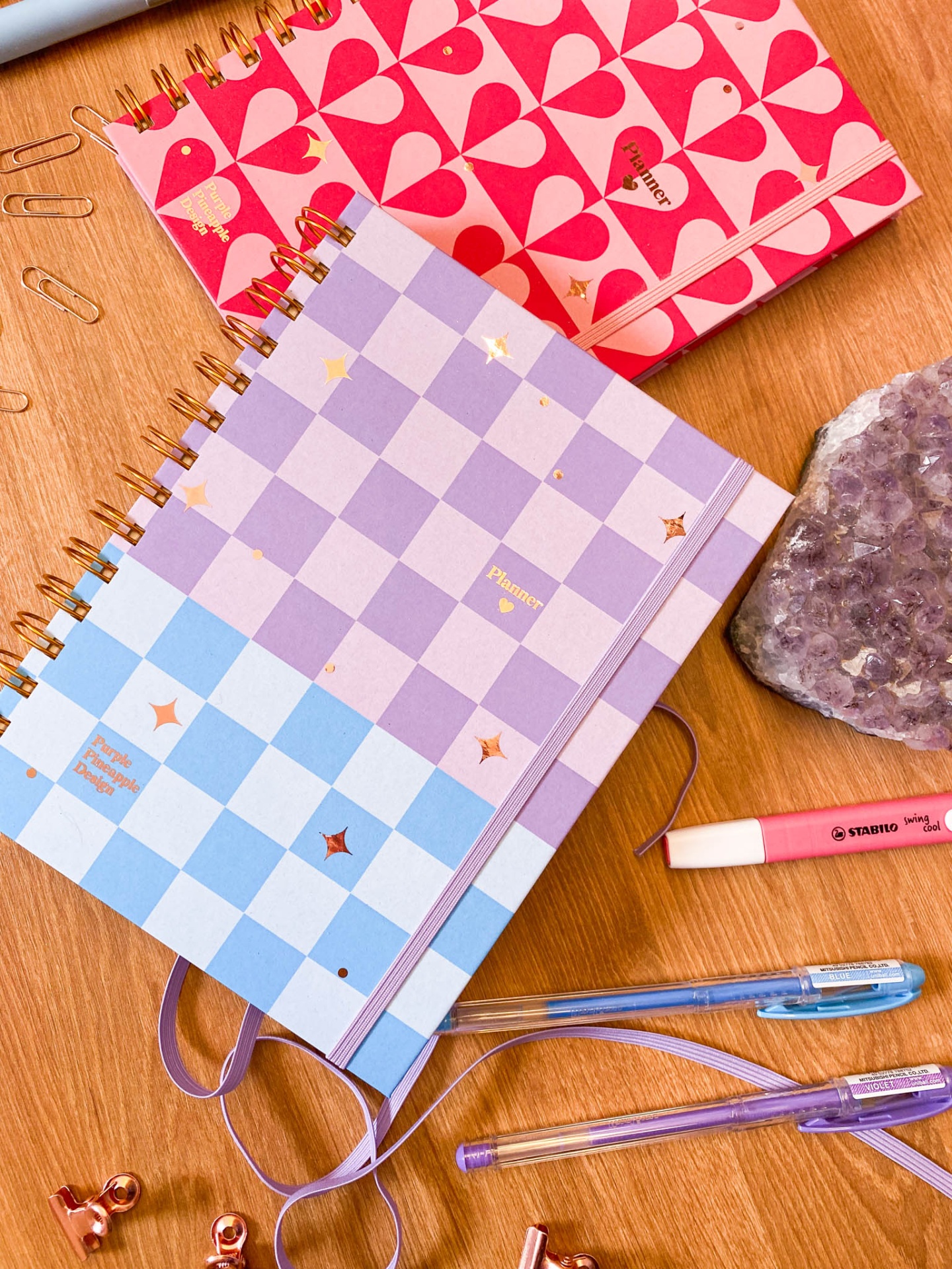 Agenda sem data ☼ Xadrez Lilás e Azul