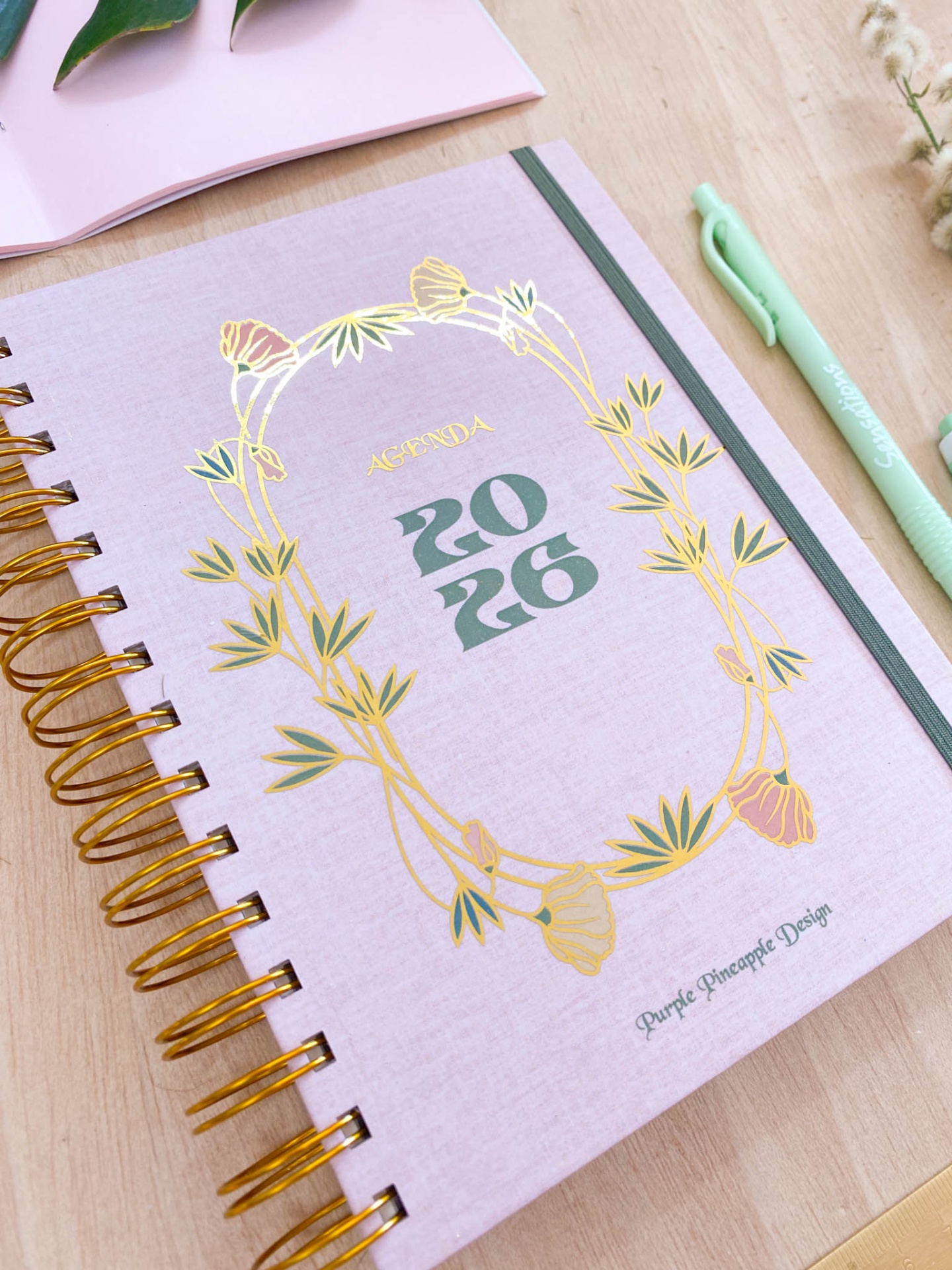 Agenda Semanal 2026 🍃 Flores Rosa