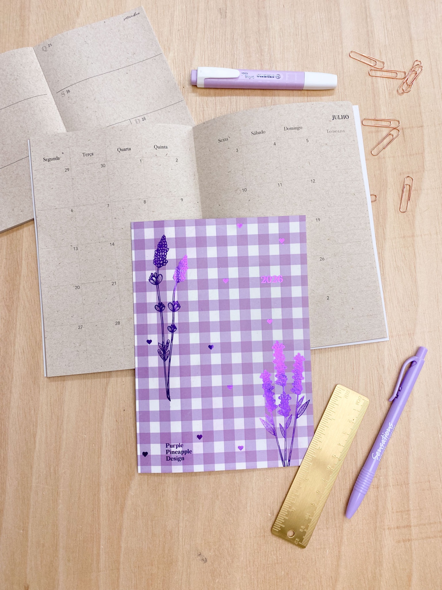 Agenda Mensal 2026 💜 Vichy Lilás Lavanda 💜