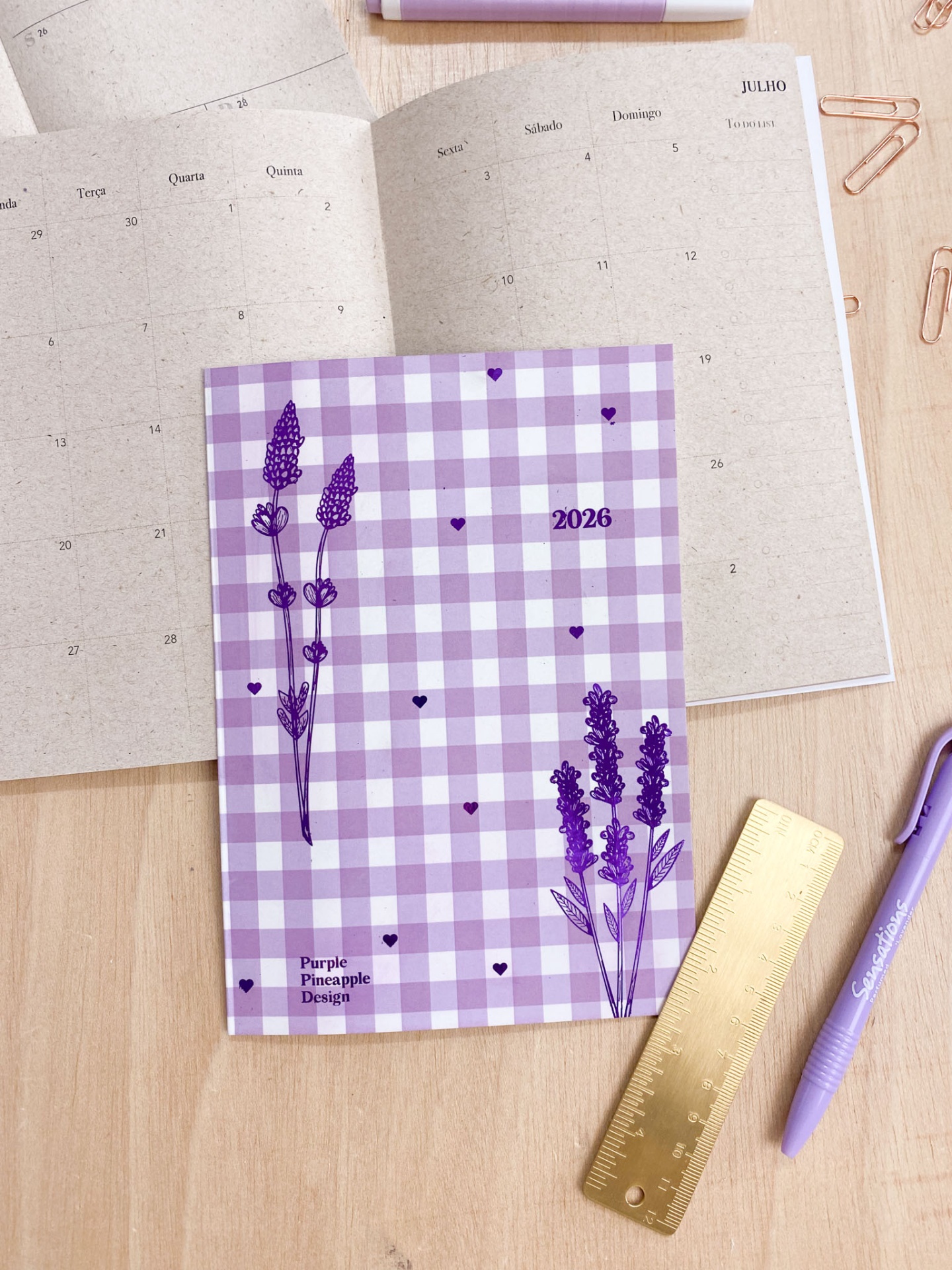 Agenda Mensal 2026 💜 Vichy Lilás Lavanda 💜