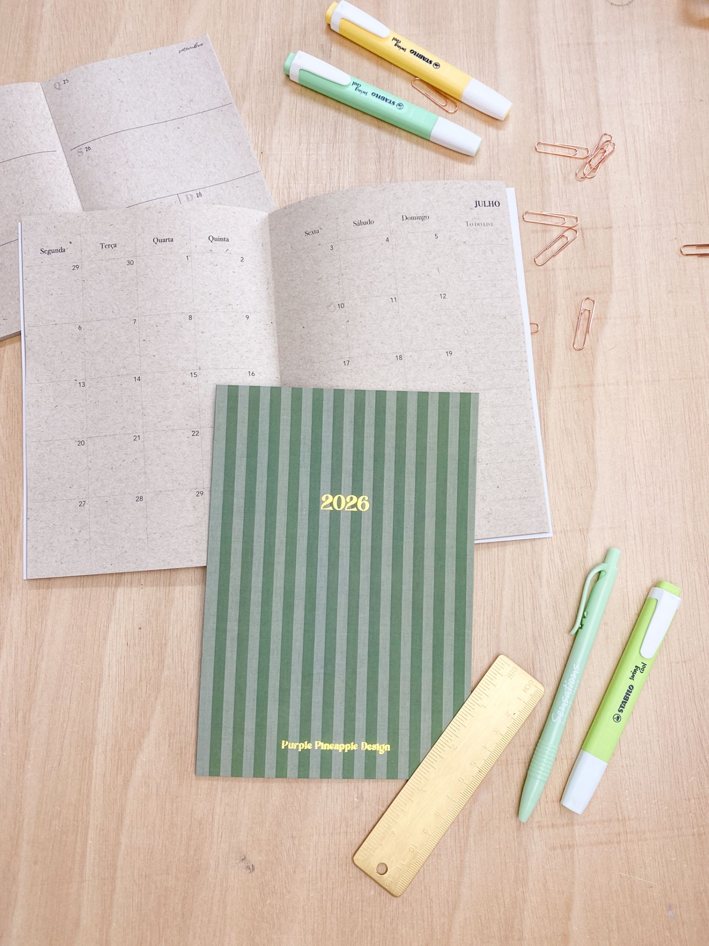 Agenda Mensal 2026 💚 Riscas verde