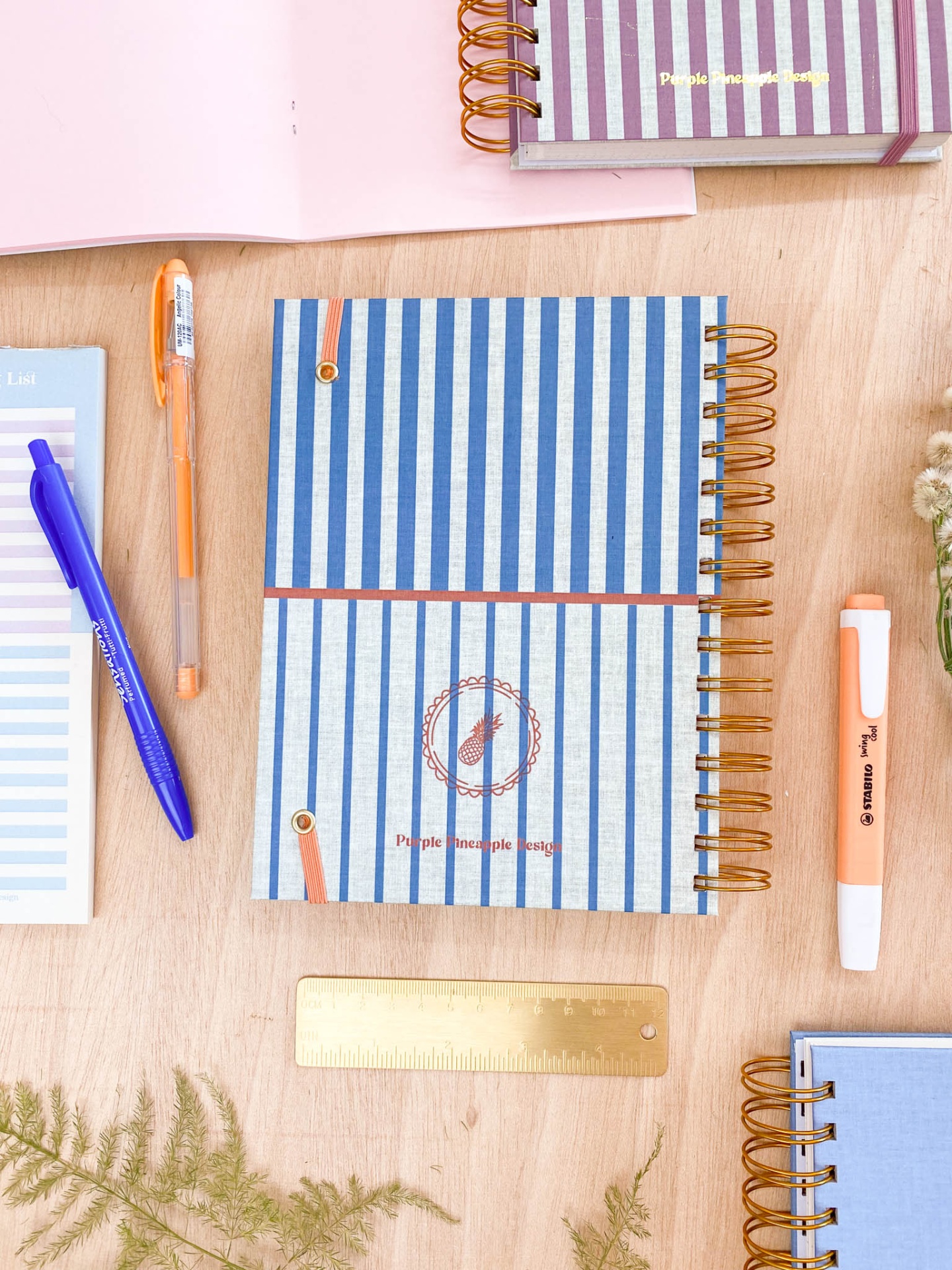 Agenda Semanal 2026 💙 Riscas Azul e Laranja 🧡