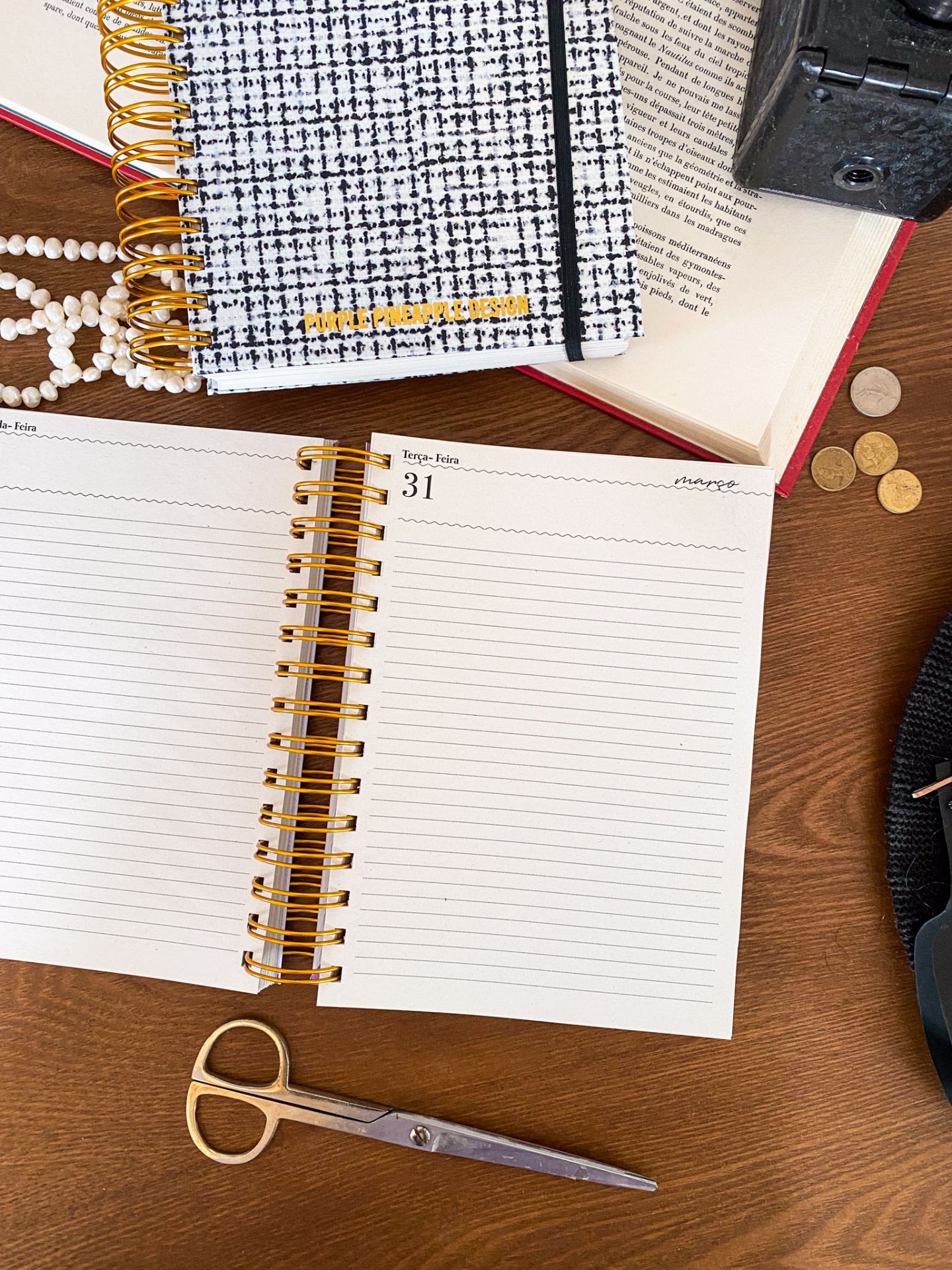 Agenda Diária Sem Horários 🖤 Tweed Preto e Branco 🤍 2026 Pautada ou Bullet A5 e A6