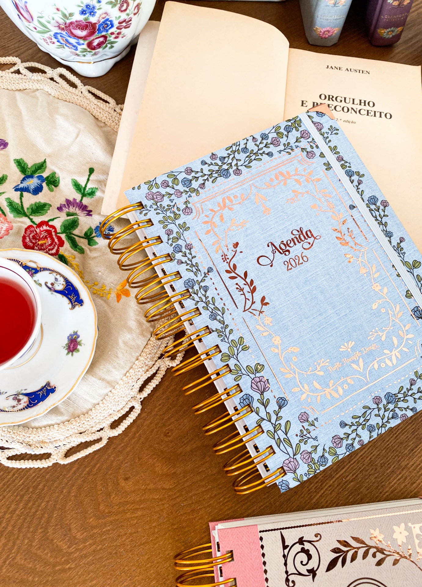 Agenda Diária 2026 🪻Jane Austen ❊ Floral Azul 💙 A4 e A5