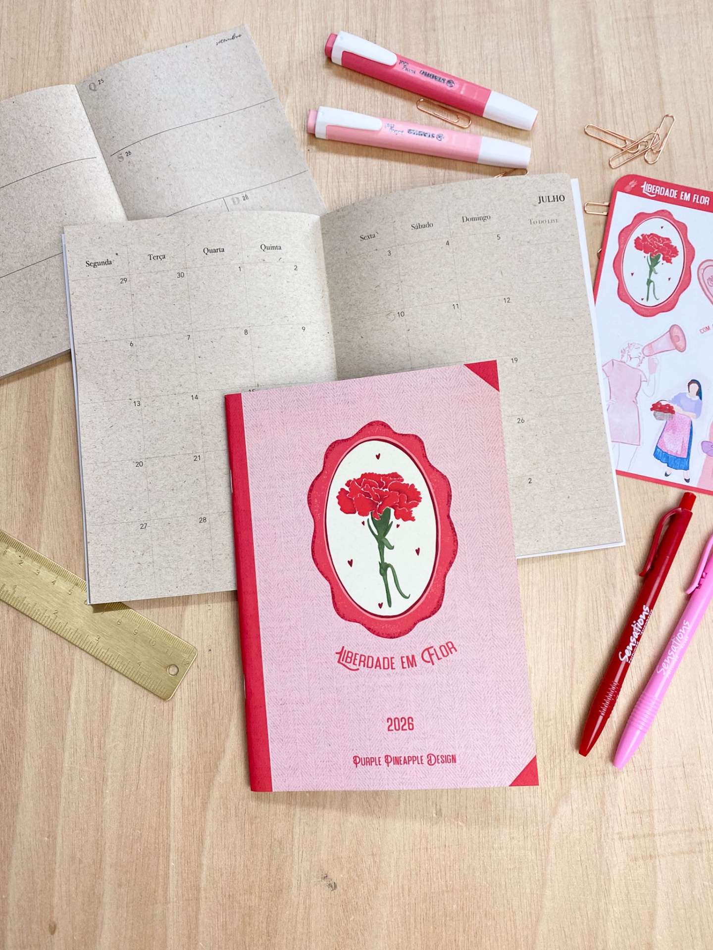 Agenda Mensal 2026 🌹 Liberdade em Flor