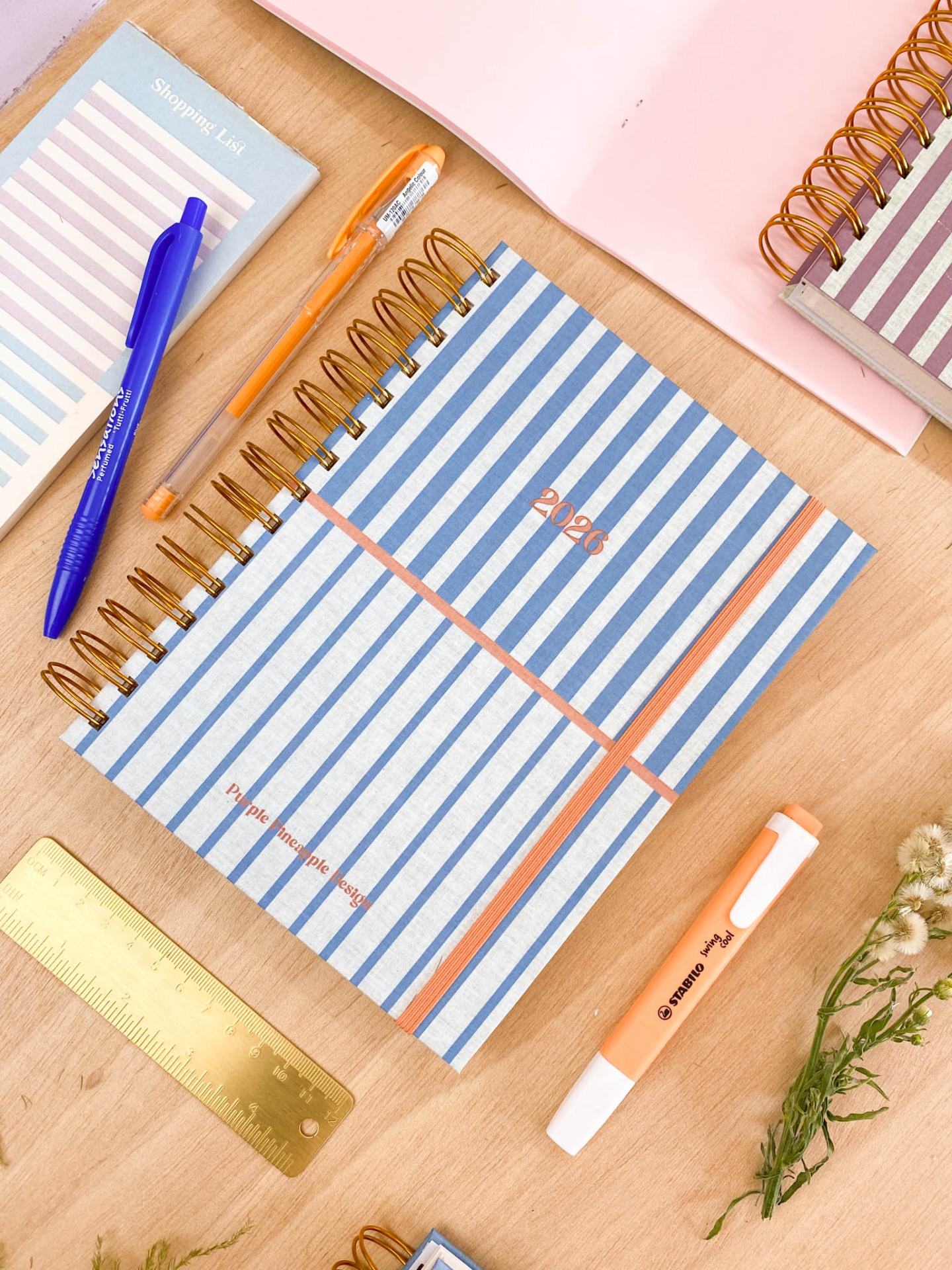 Agenda Semanal 2026 💙 Riscas Azul e Laranja 🧡