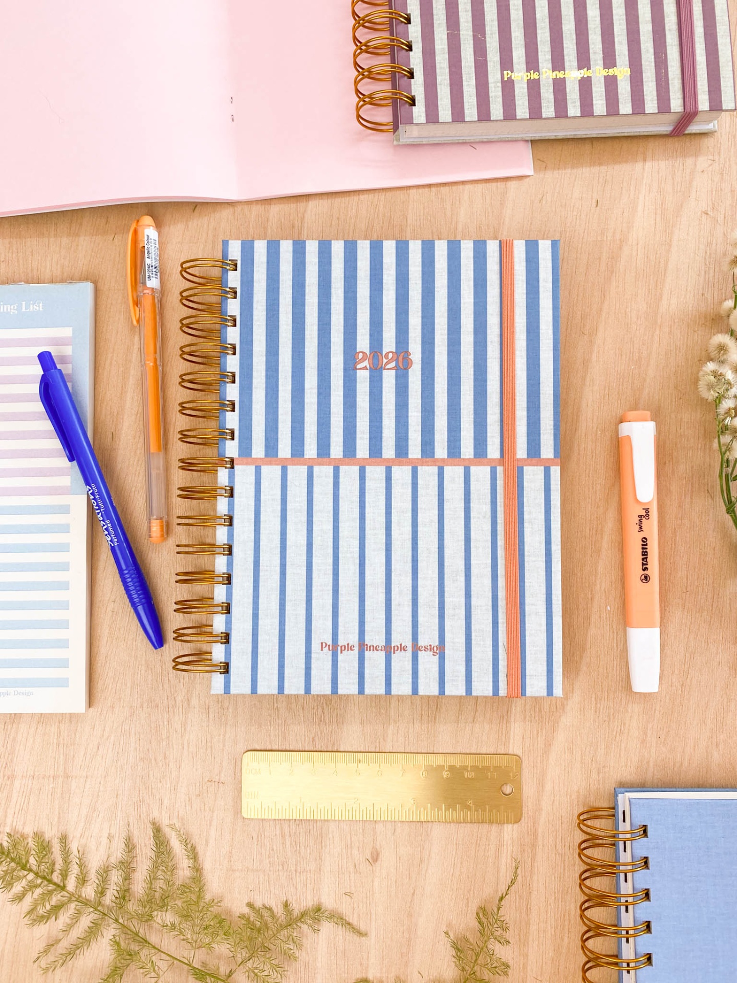 Agenda Semanal 2026 💙 Riscas Azul e Laranja 🧡