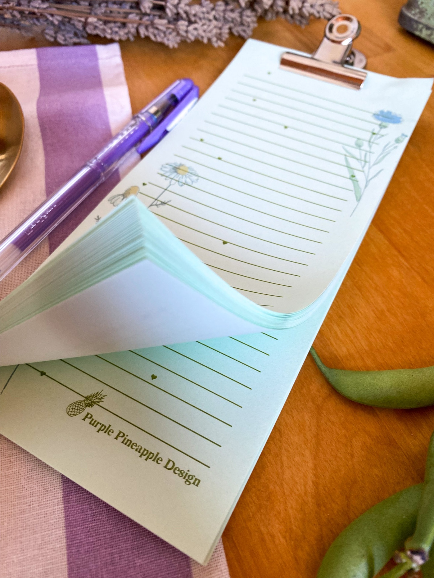 Lista de compras verde flores com iman 💚