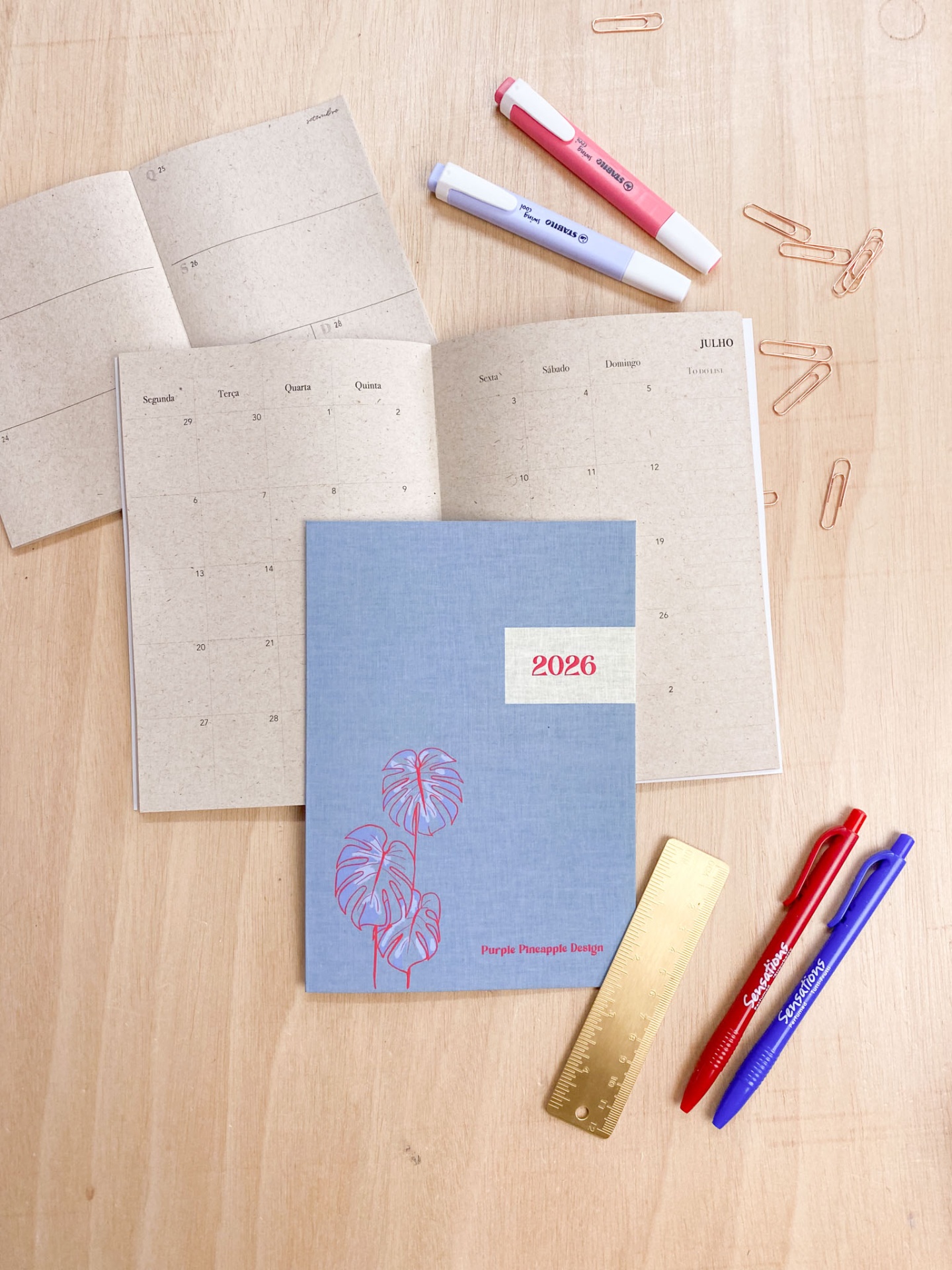 Agenda Mensal 2026 🌿 Azul Monstera