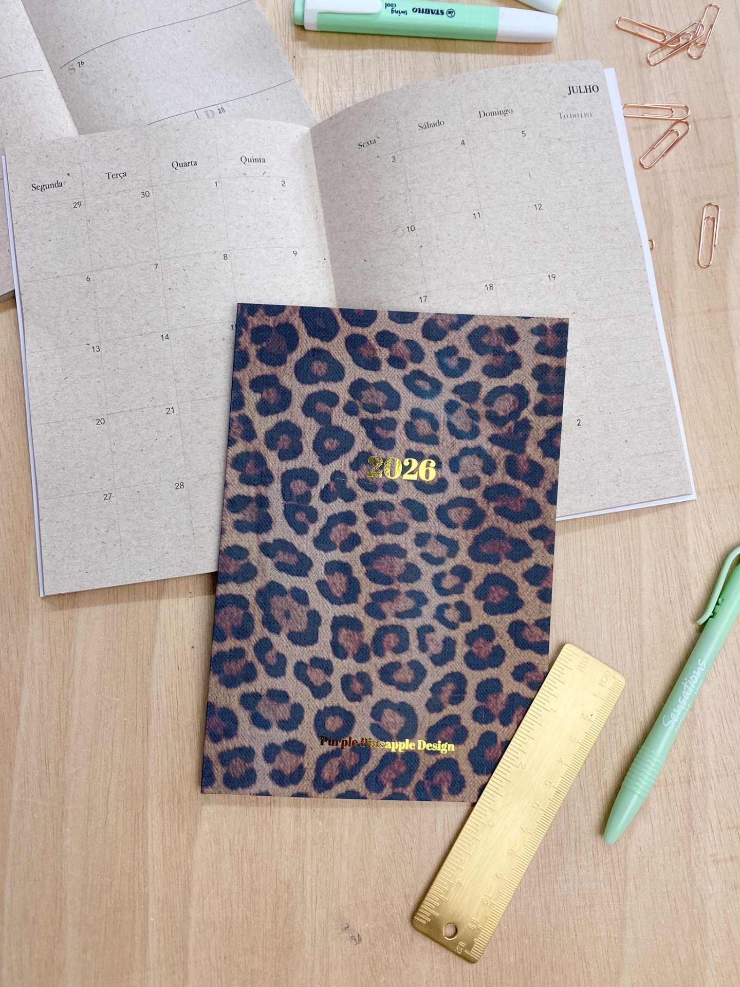 Agenda Mensal 2026 ✨Leopardo 🐆