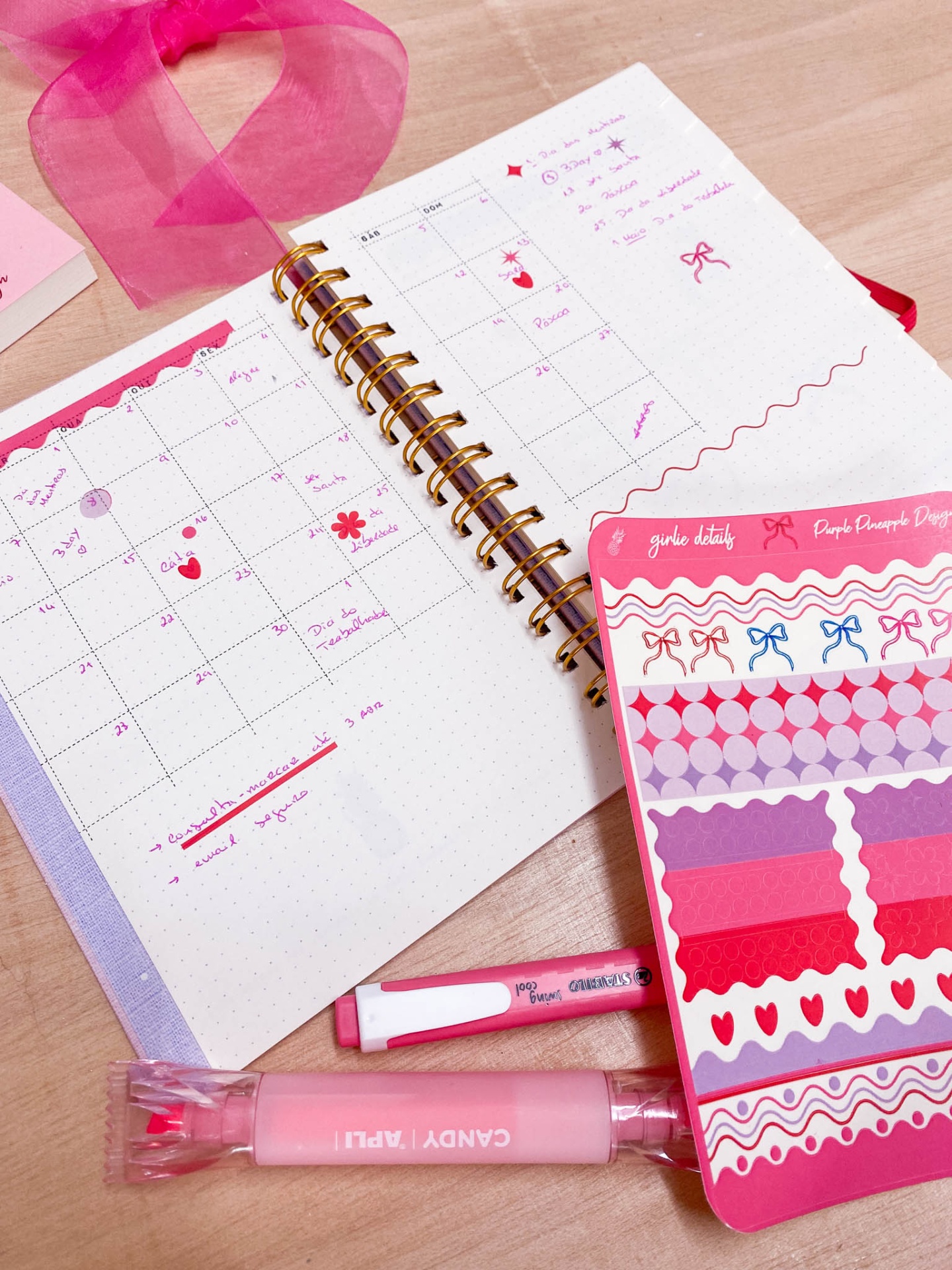 Autocolantes Transparentes 🎀 Girlie Details 💕 Rosa