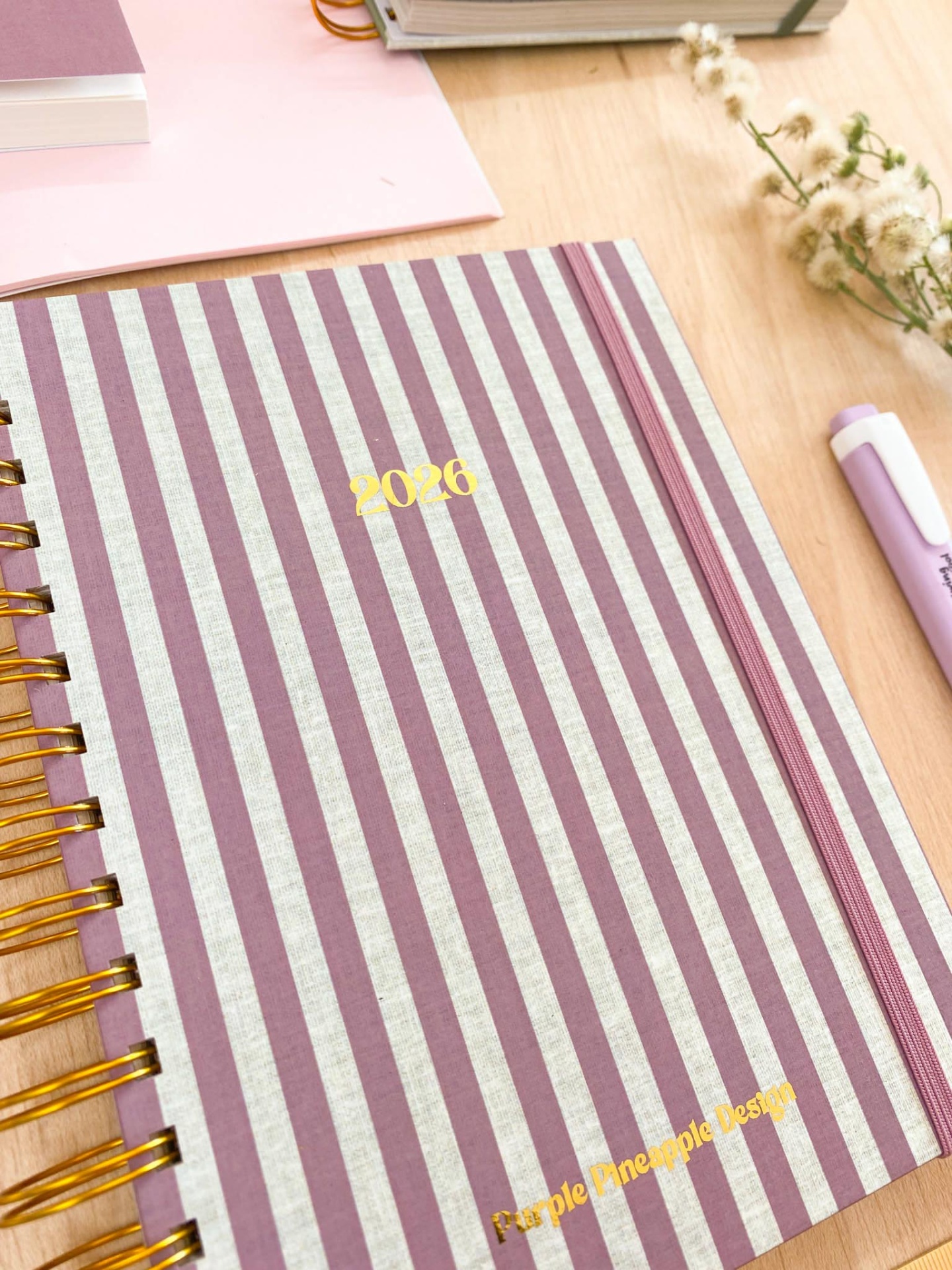 Agenda Diária 2026 💜 Riscas Malva ✨ A4 e A5