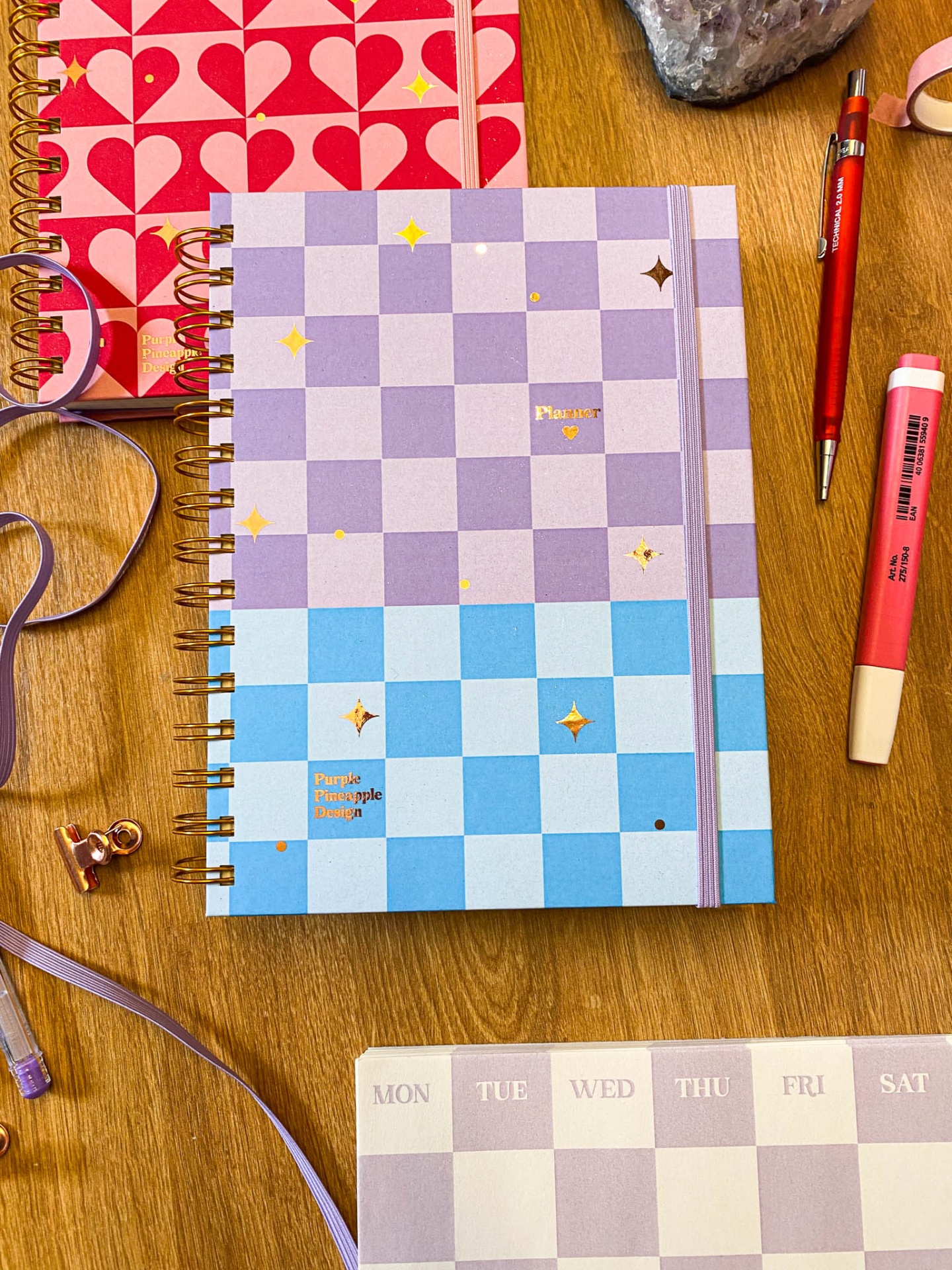 Agenda sem data ☼ Xadrez Lilás e Azul