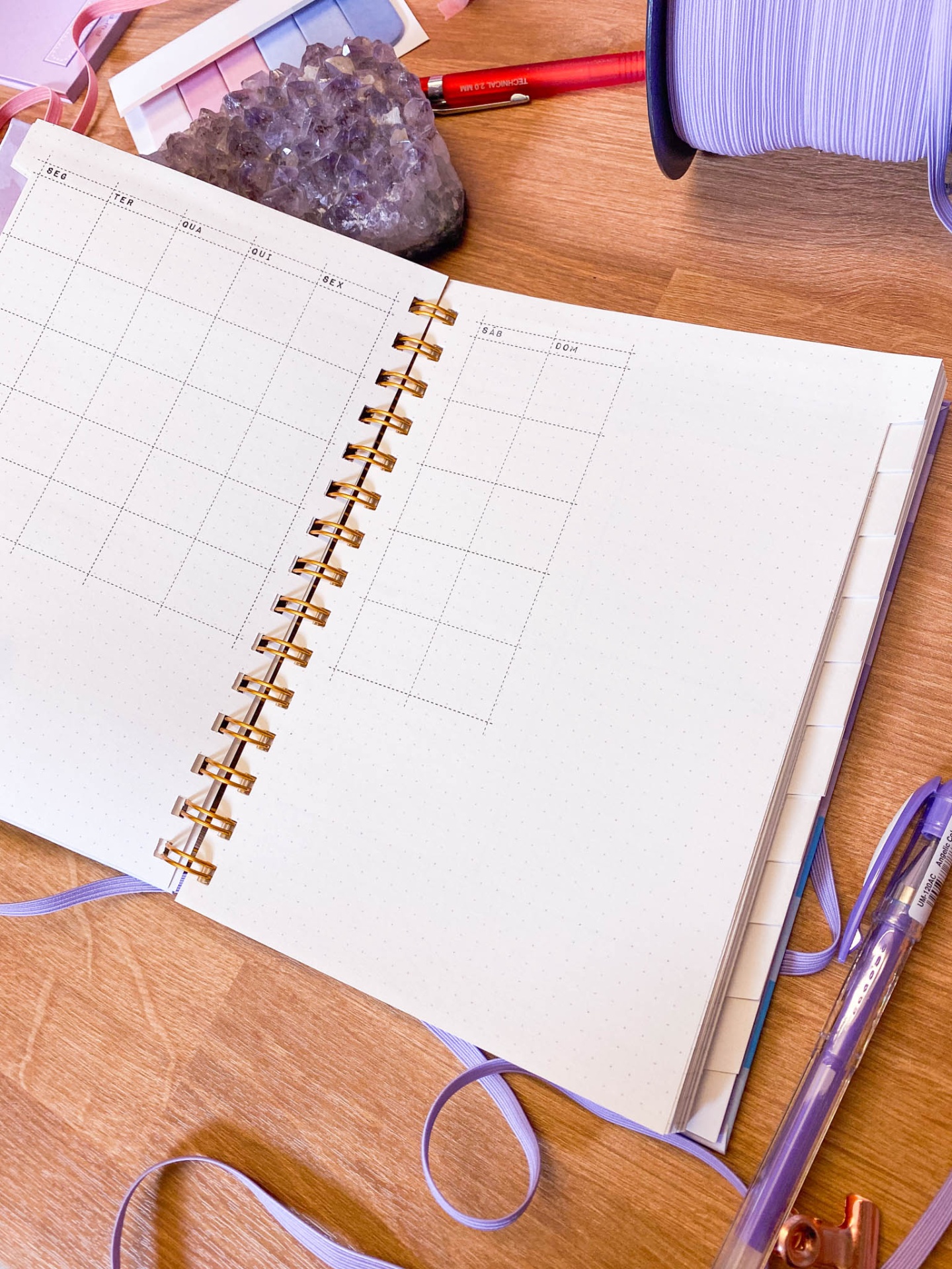 Agenda sem data ☼ Xadrez Lilás e Azul