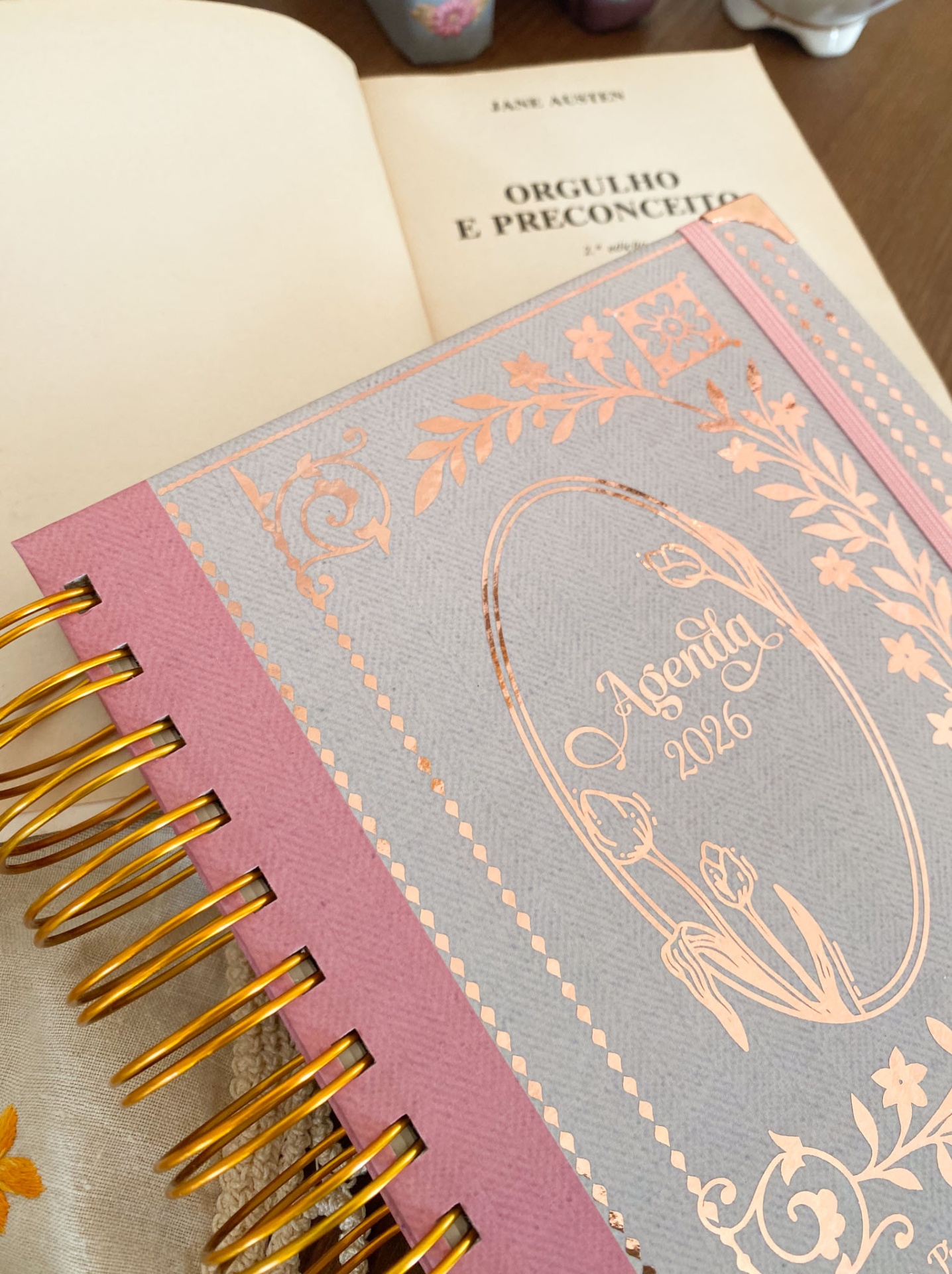 Agenda Diária 2026 🪻Jane Austen ❊ Bege e Rosa 💕 A4 e A5