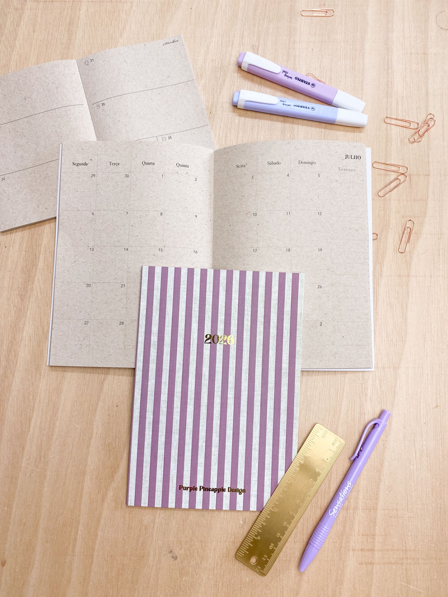 Agenda Mensal 2026 💜 Riscas Lilás 💜