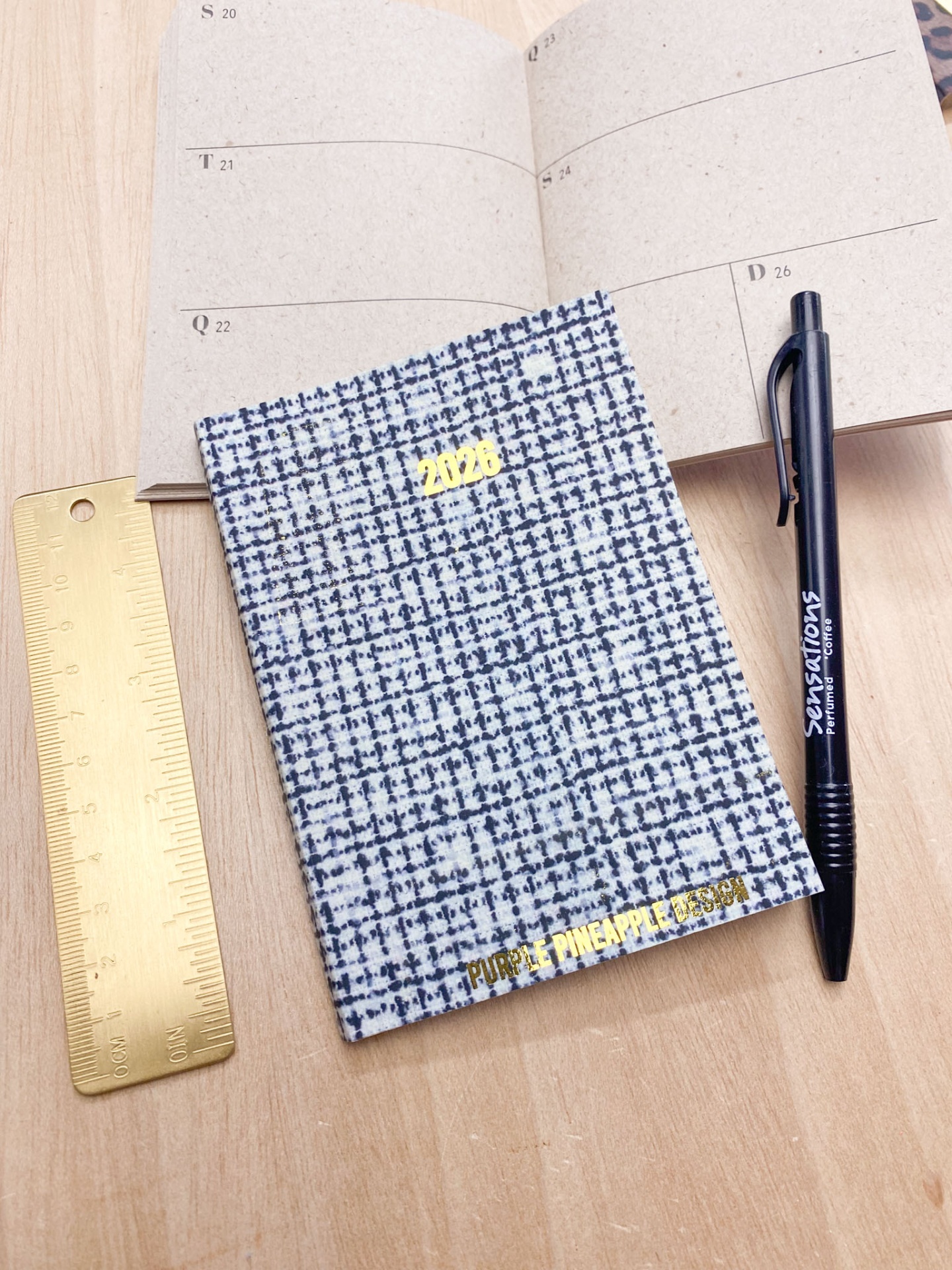 Agenda de Bolso 🖤 Tweed Preto e Branco 🤍 2026