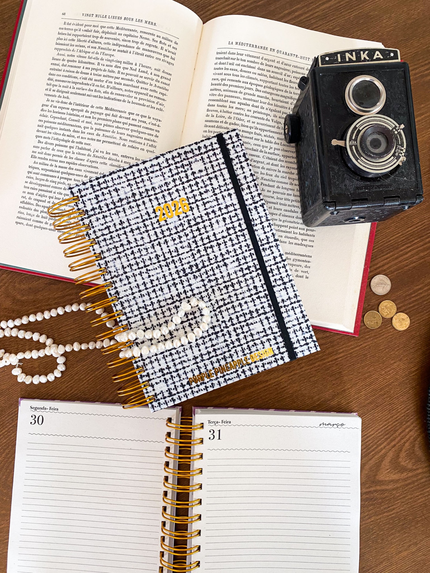 Agenda Diária Sem Horários 🖤 Tweed Preto e Branco 🤍 2026 Pautada ou Bullet A5 e A6