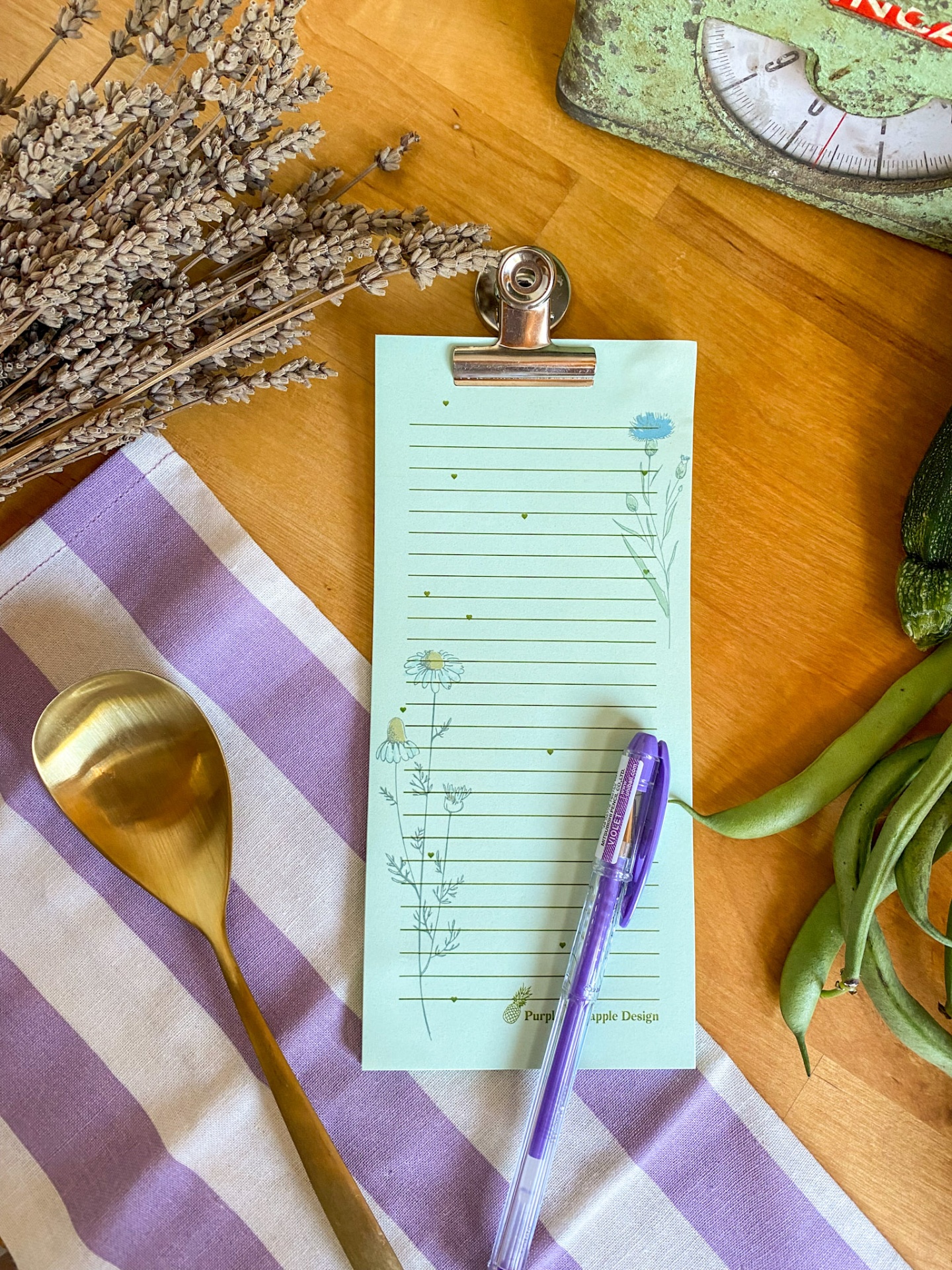 Lista de compras verde flores com iman 💚